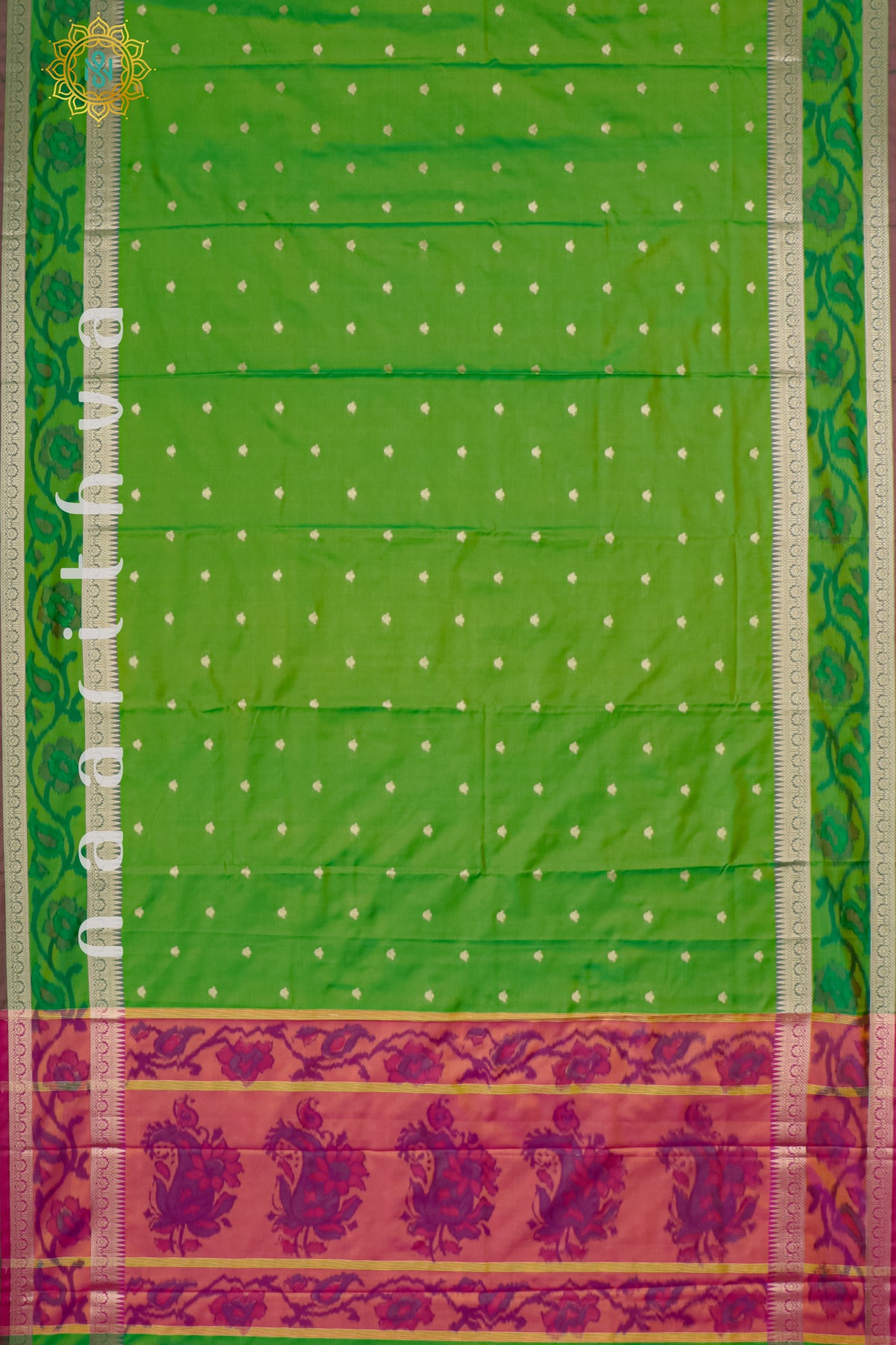 GREEN WITH PINK - SEMI KANCHI