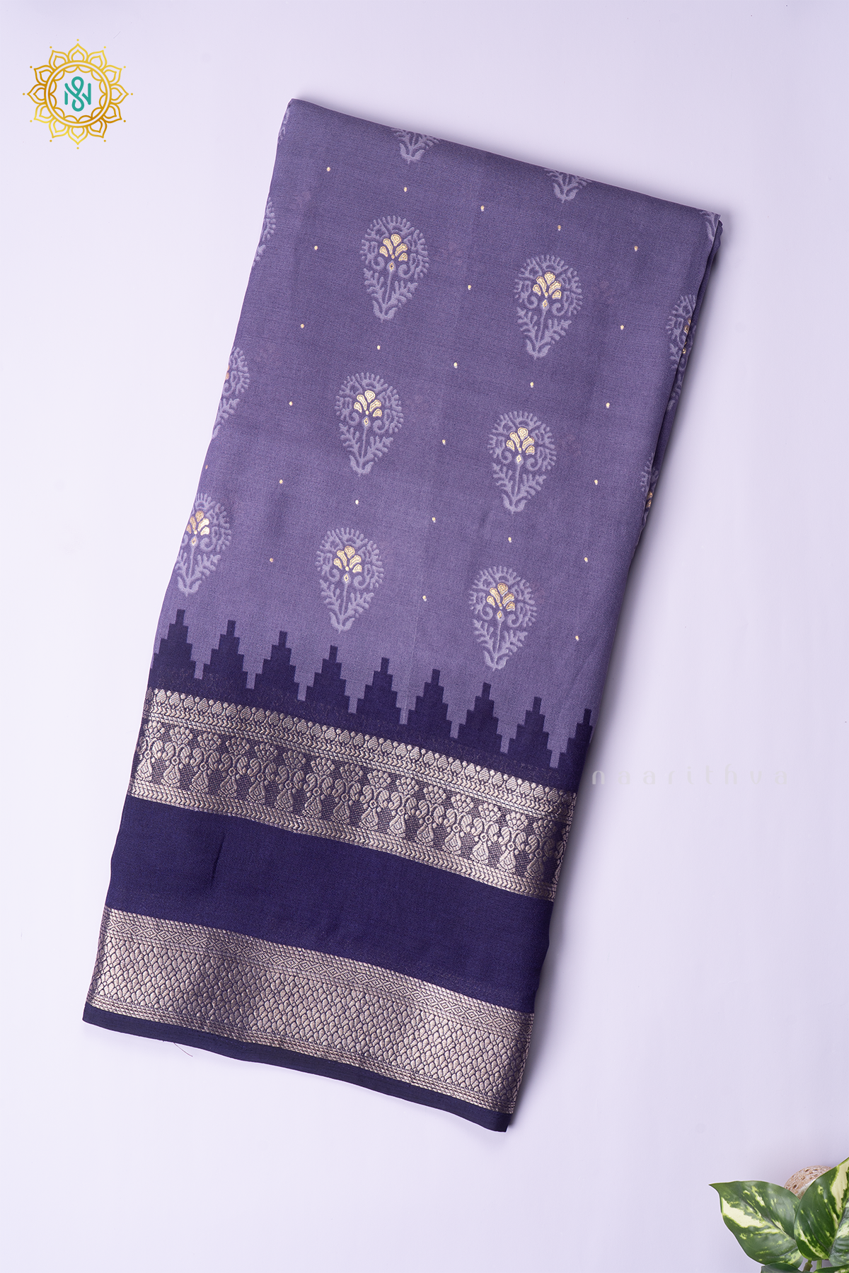 LAVENDER WITH PURPLE - SEMI GEORGETTE