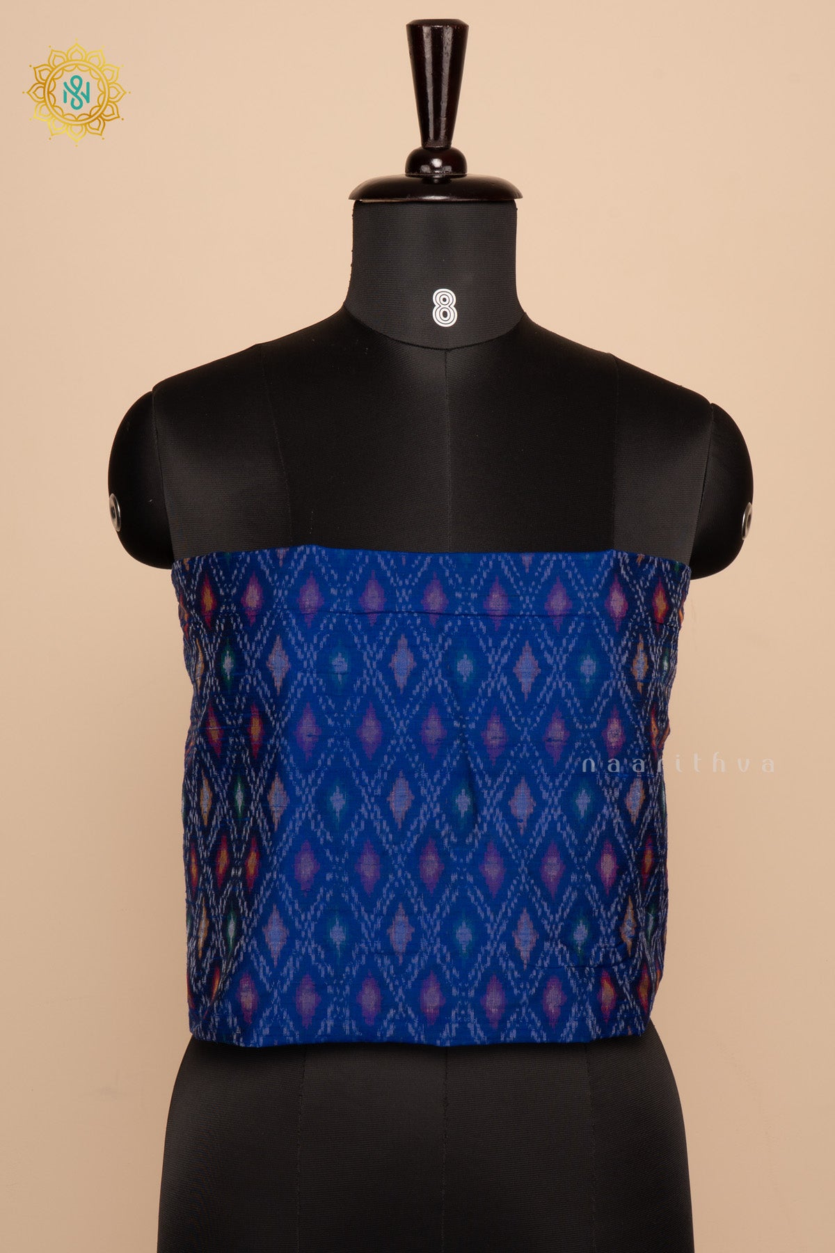 Peacock Blue Ikkat Pure Silk Bit All-Over Ikat-Woven Body