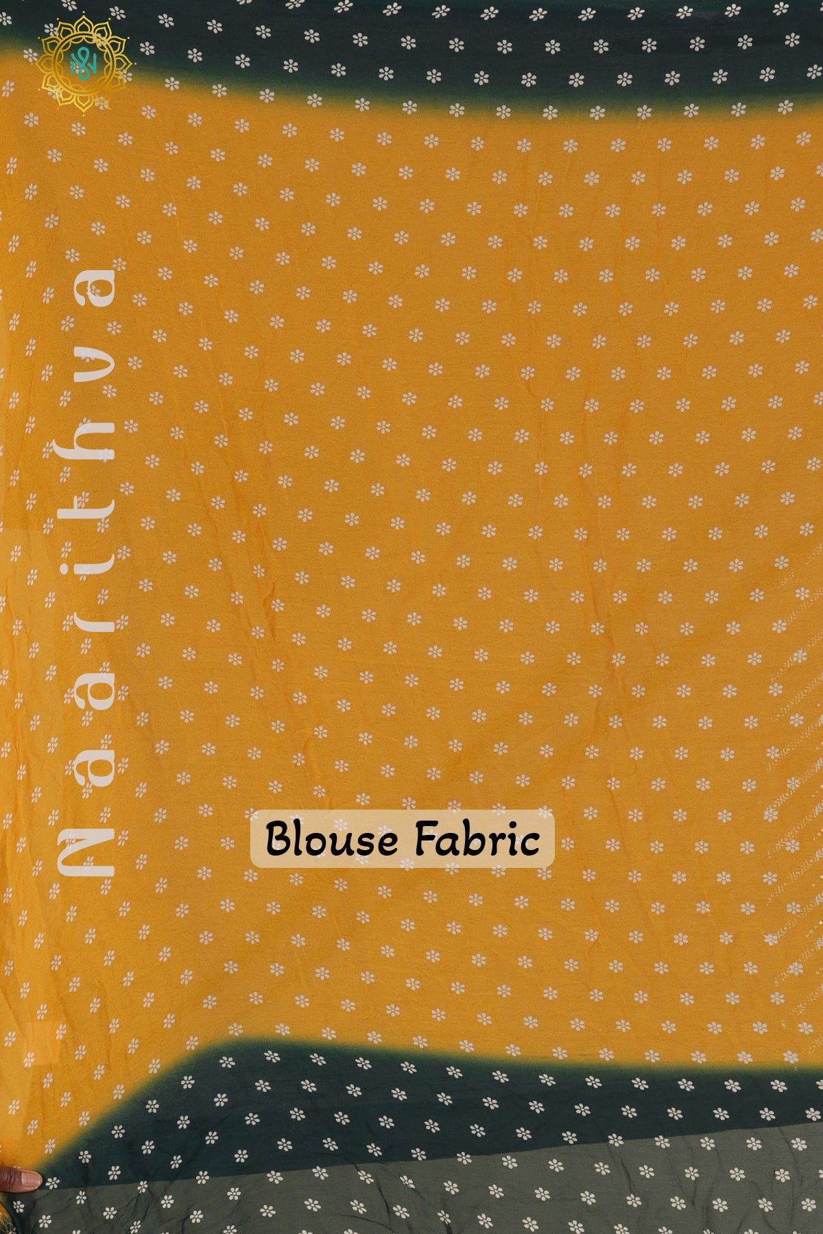 YELLOW WITH GREEN - CRUSHED CHIFFON WITH FOIL PRINT