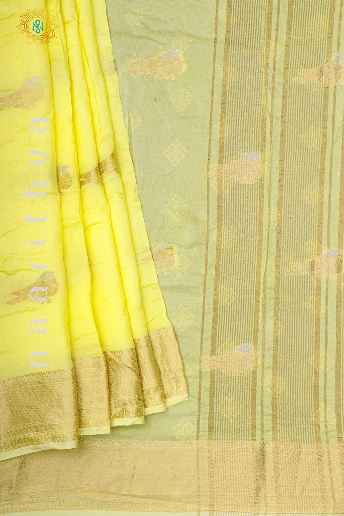 LIGHT YELLOW WITH PURPLE - DOLA SILK