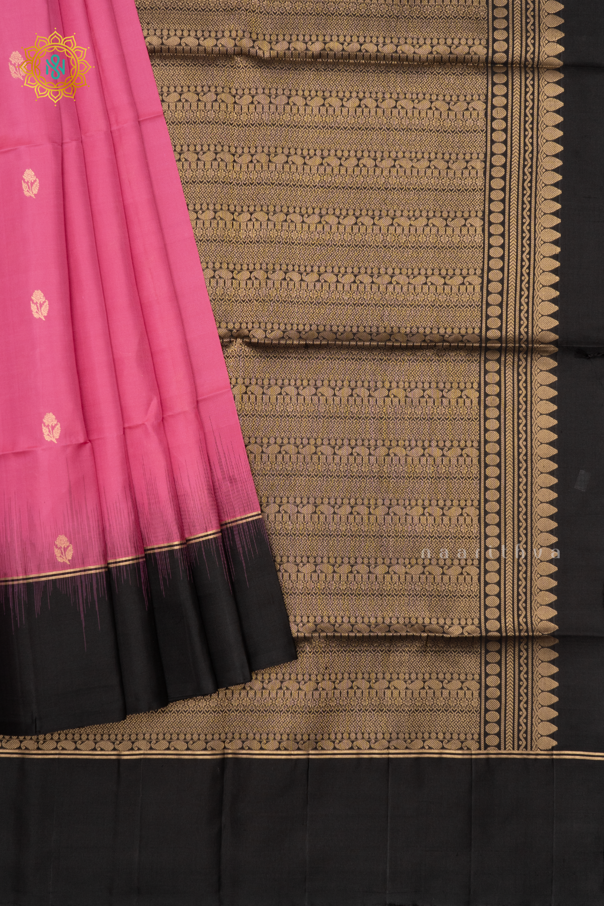 LIGHT PINK WITH BLACK - PURE KANJIVARAM SOFT SILK