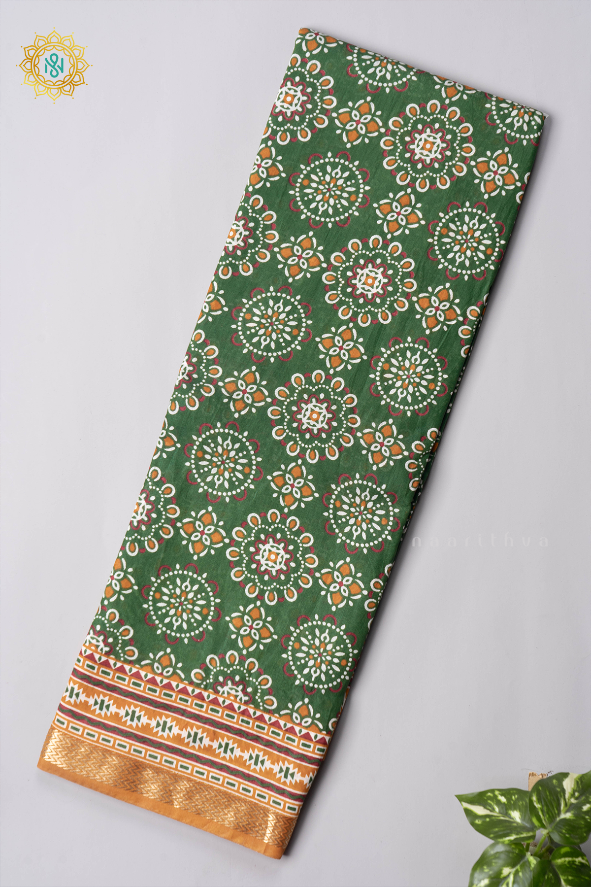 GREEN WITH YELLOW - VISCOSE COTTON