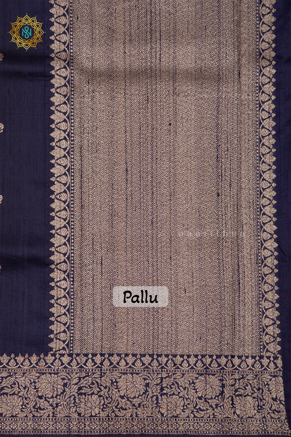 NAVY BLUE WITH MAROON - PURE BANARASI RAW SILK