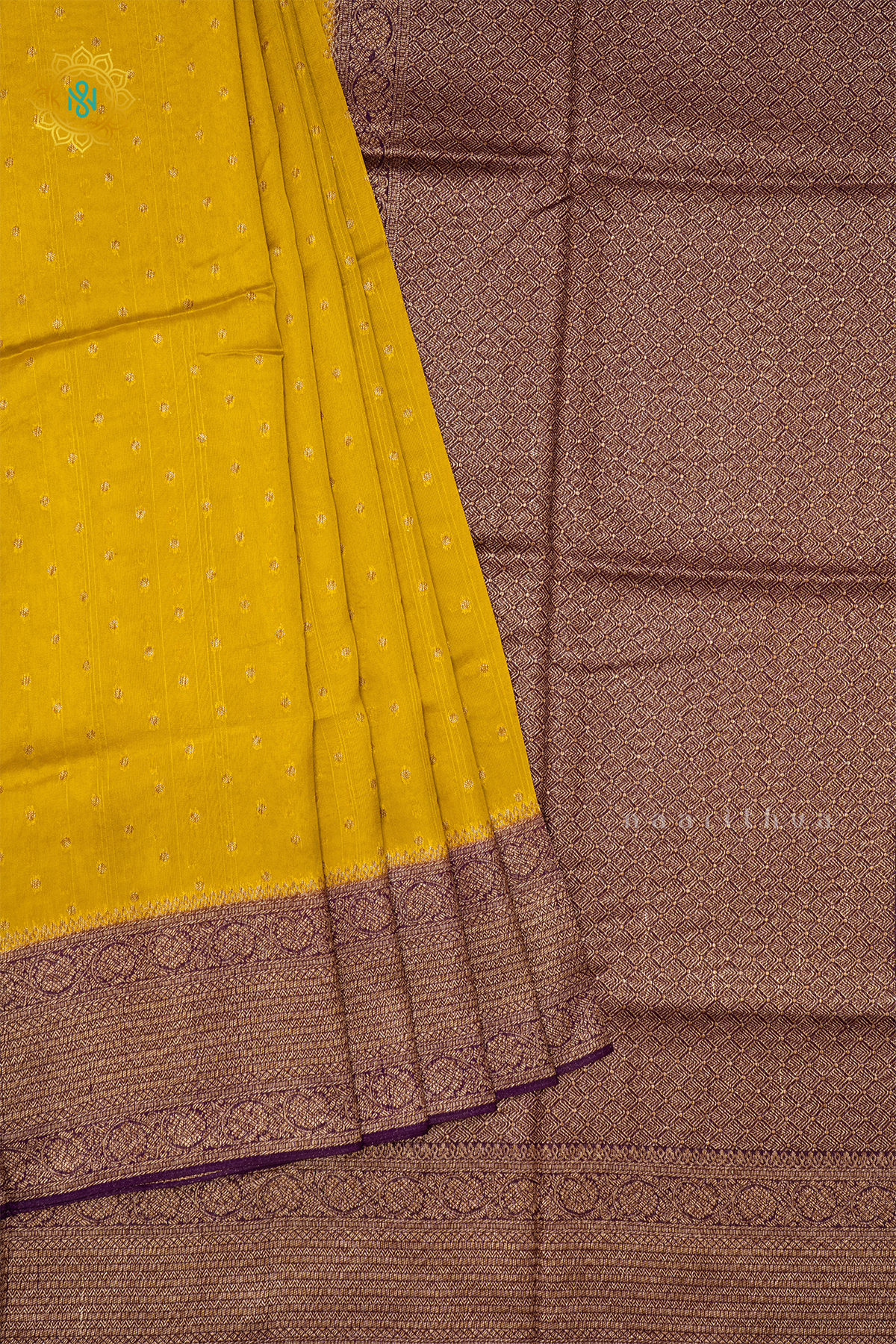 LEMON YELLOW WITH PURPLE - SEMI BANRASI RAW SILK