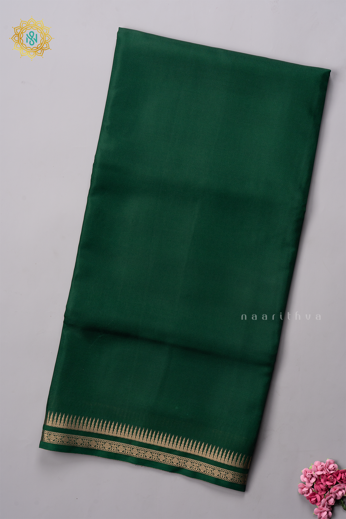 BOTTLE GREEN - SEMI MYSORE CREPE SILK