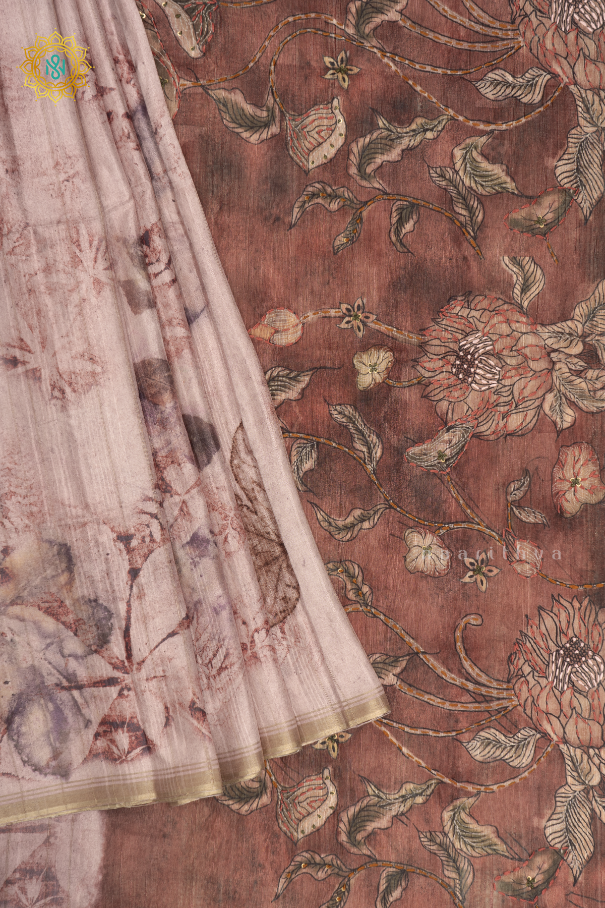 PEACHISH PINK WITH LIGHT BROWN - KOTHA TUSSAR SILK