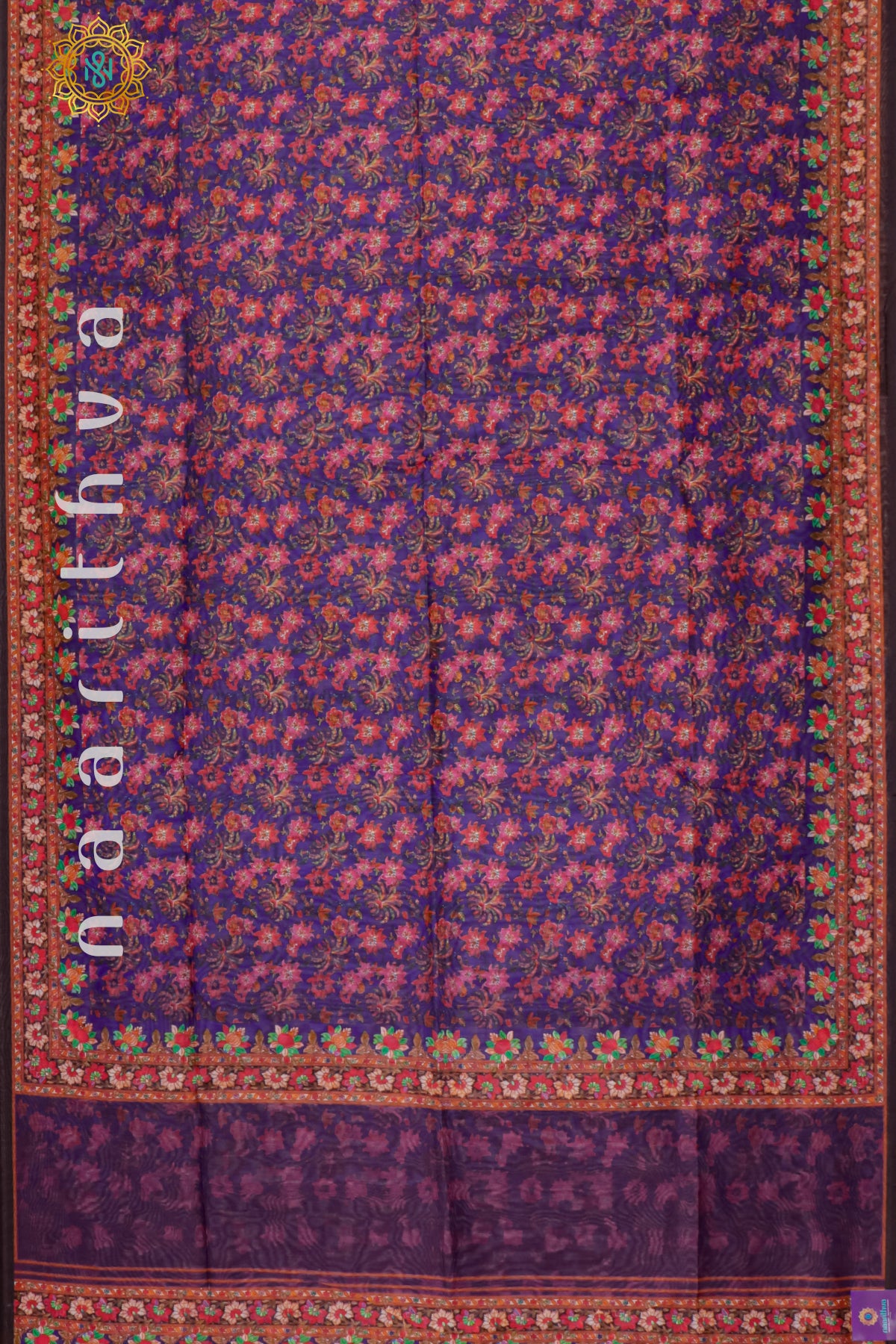 BLUE WITH PINK - CHANDERI SILK COTTON