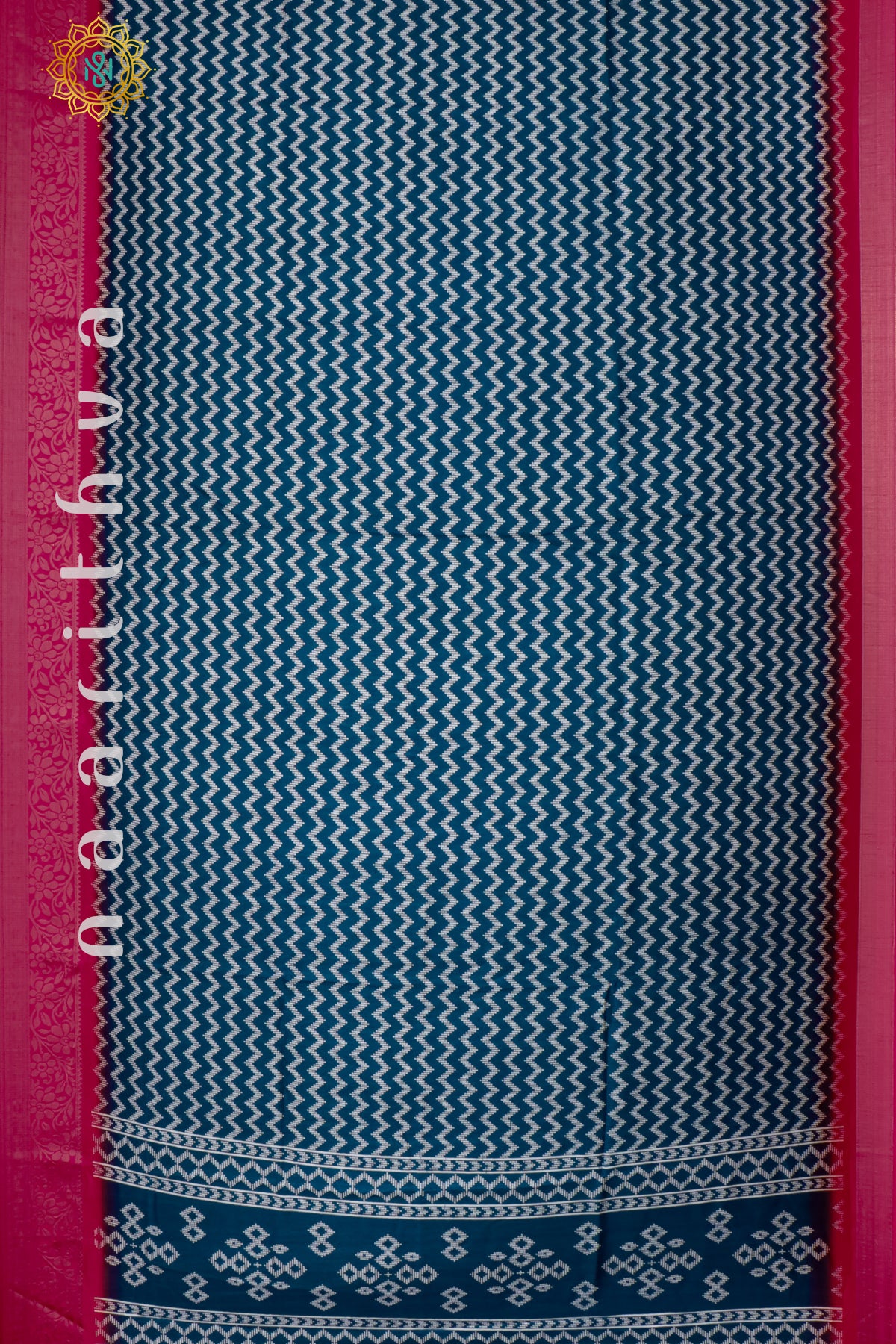 PEACOCK BLUE WITH PINK - DOLA SILK