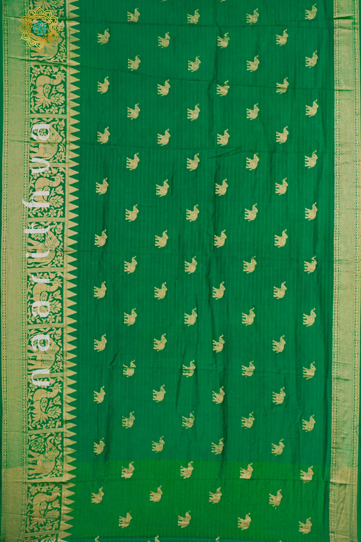 GREEN WITH NAVY BLUE - DOLA SILK