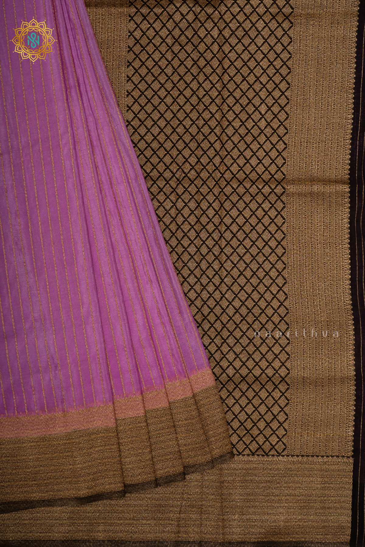 LAVENDER WITH BLACK - SEMI CREPE GEORGETTE