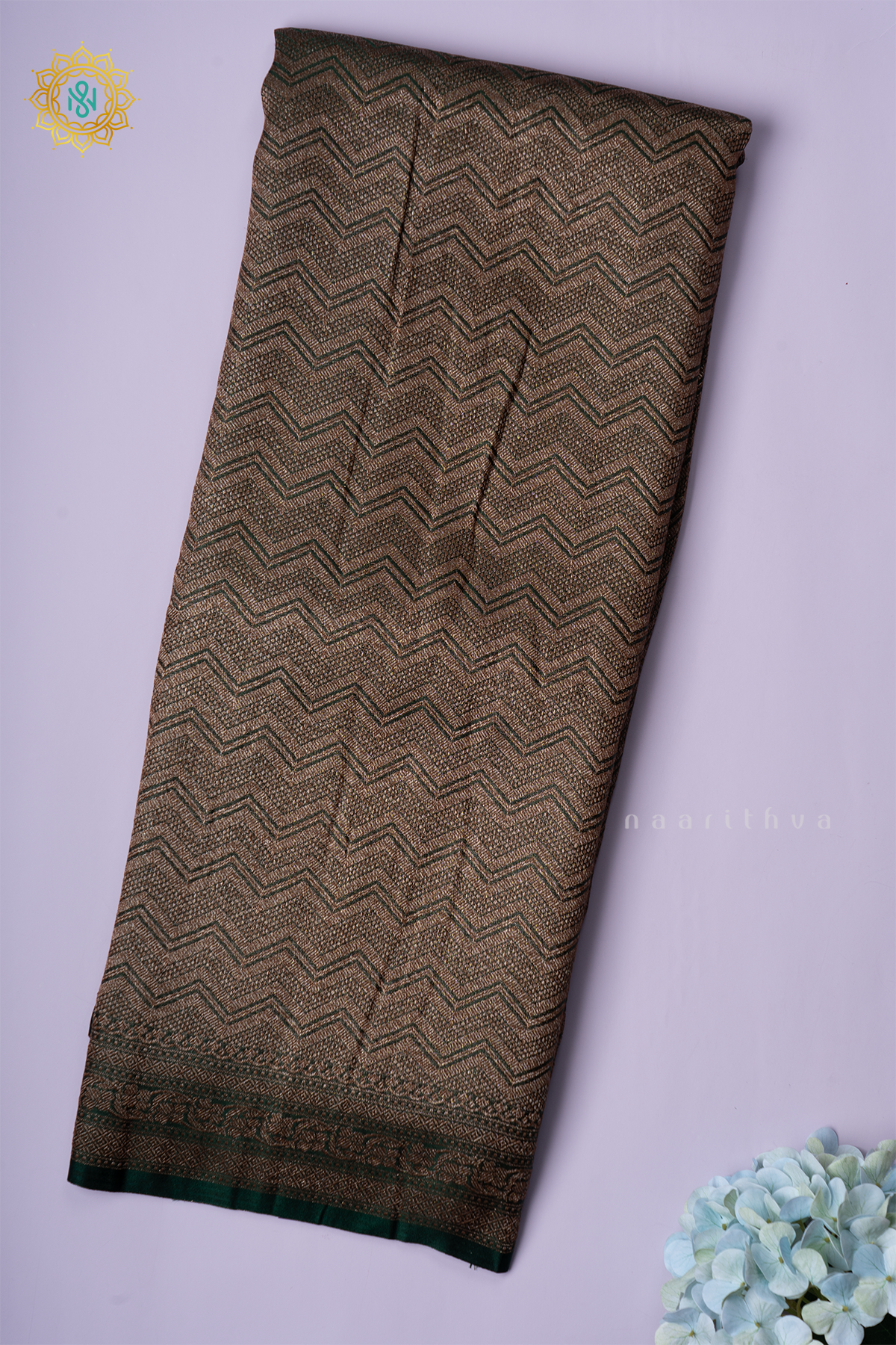 BOTTLE GREEN - SATIN  BANARASI