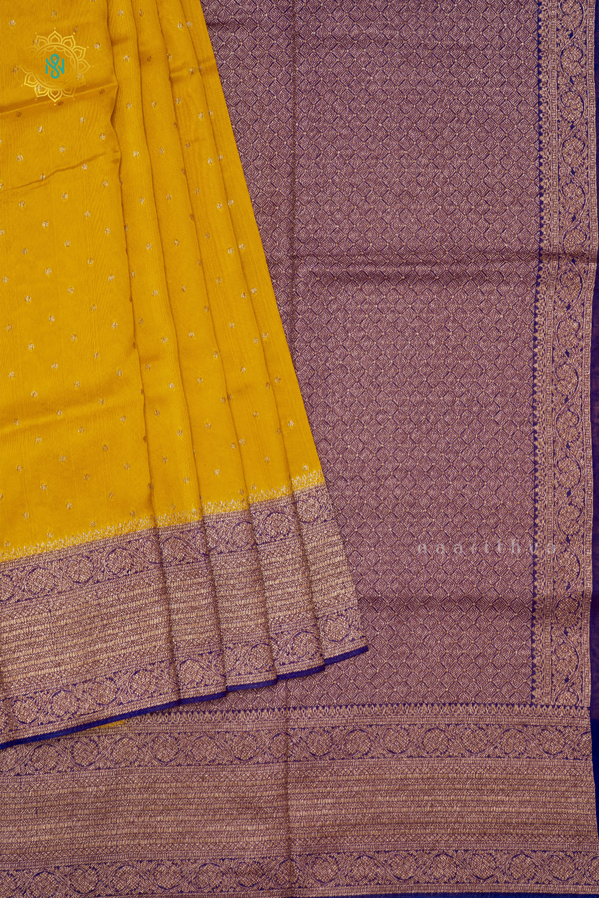 YELLOW WITH PURPLE - SEMI BANRASI RAW SILK