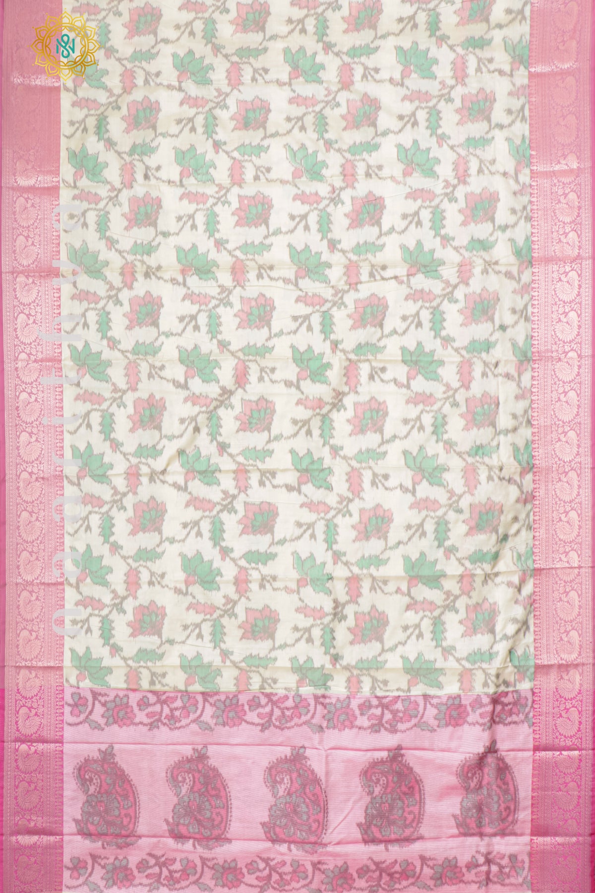 WHITE WITH PINK - SILK COTTON