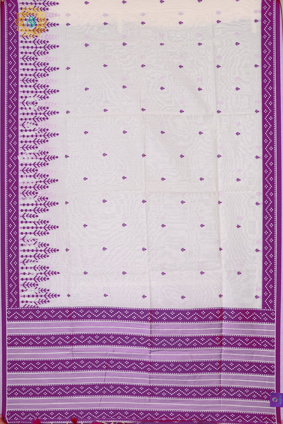 WHITE WITH PURPLE - POLY COTTON