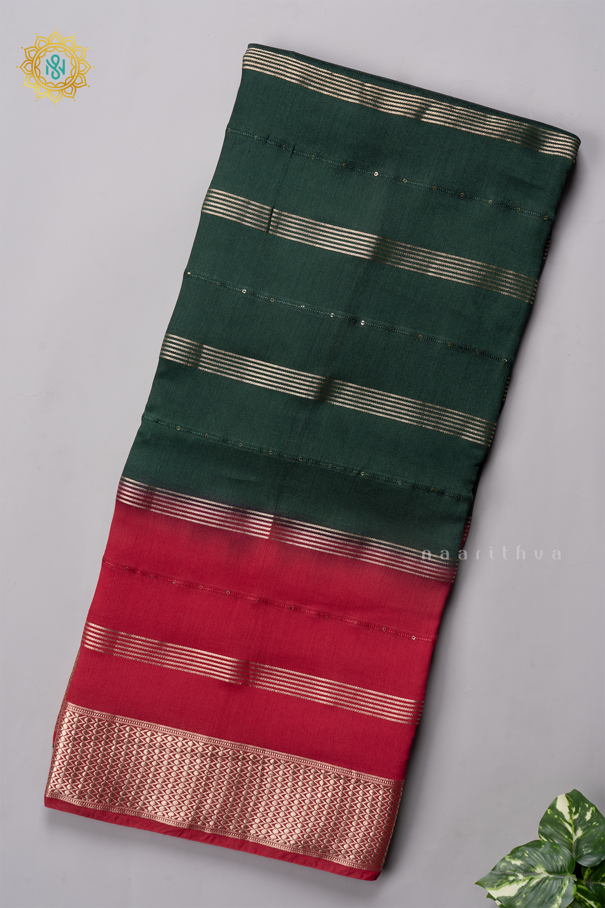 BOTTLE GREEN WITH RED - BUTTER CREPE
