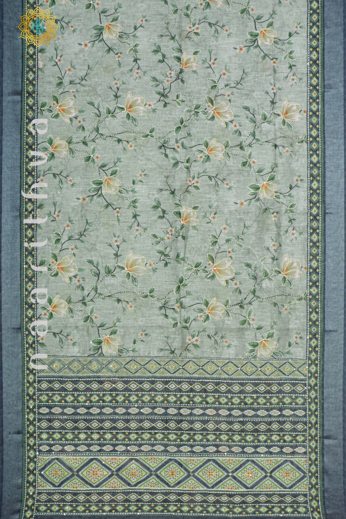 SAGE GREEN WITH GREY - KATHA WORK