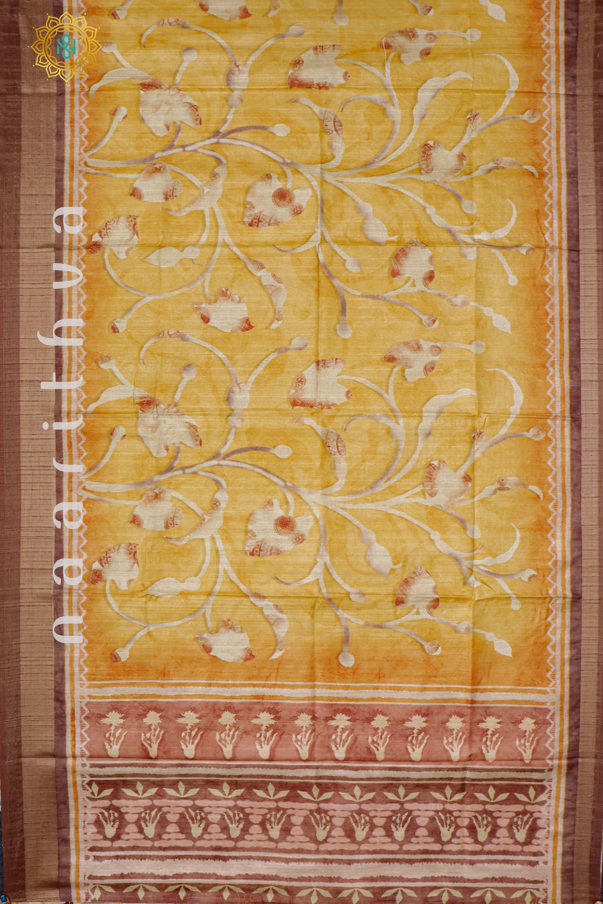 YELLOW WITH BROWN - DOLA SILK