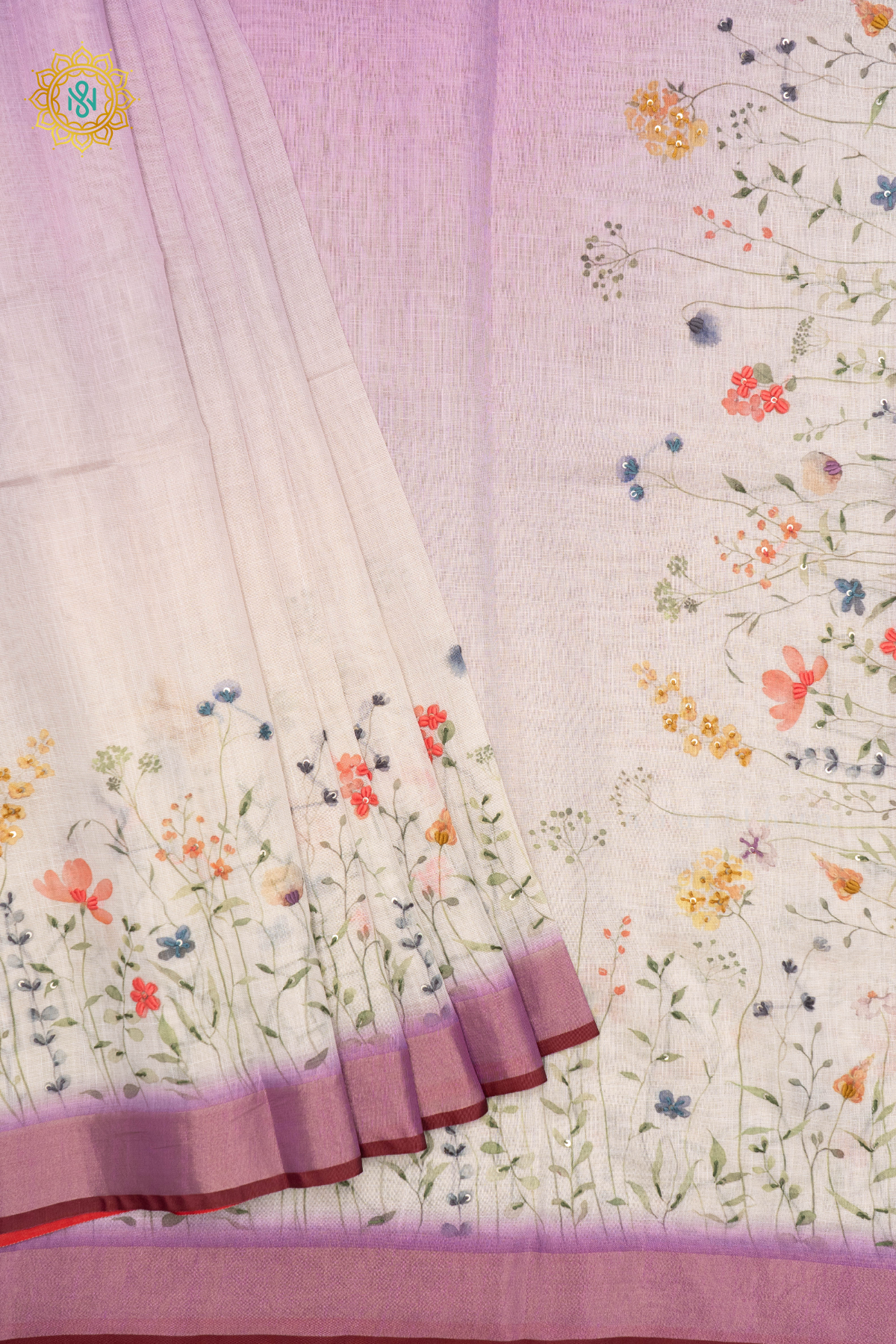 WHITE WITH LAVENDER - LINEN TISSUE