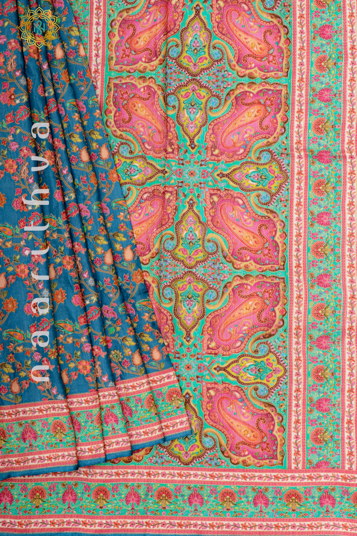 BLUE WITH PINK - DOLA SILK