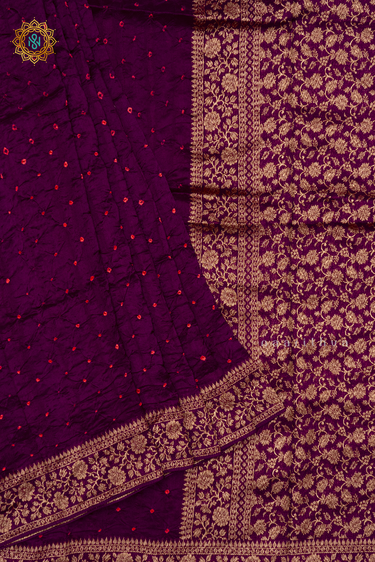 WINE - SEMI TUSSAR WITH TIE & DYE