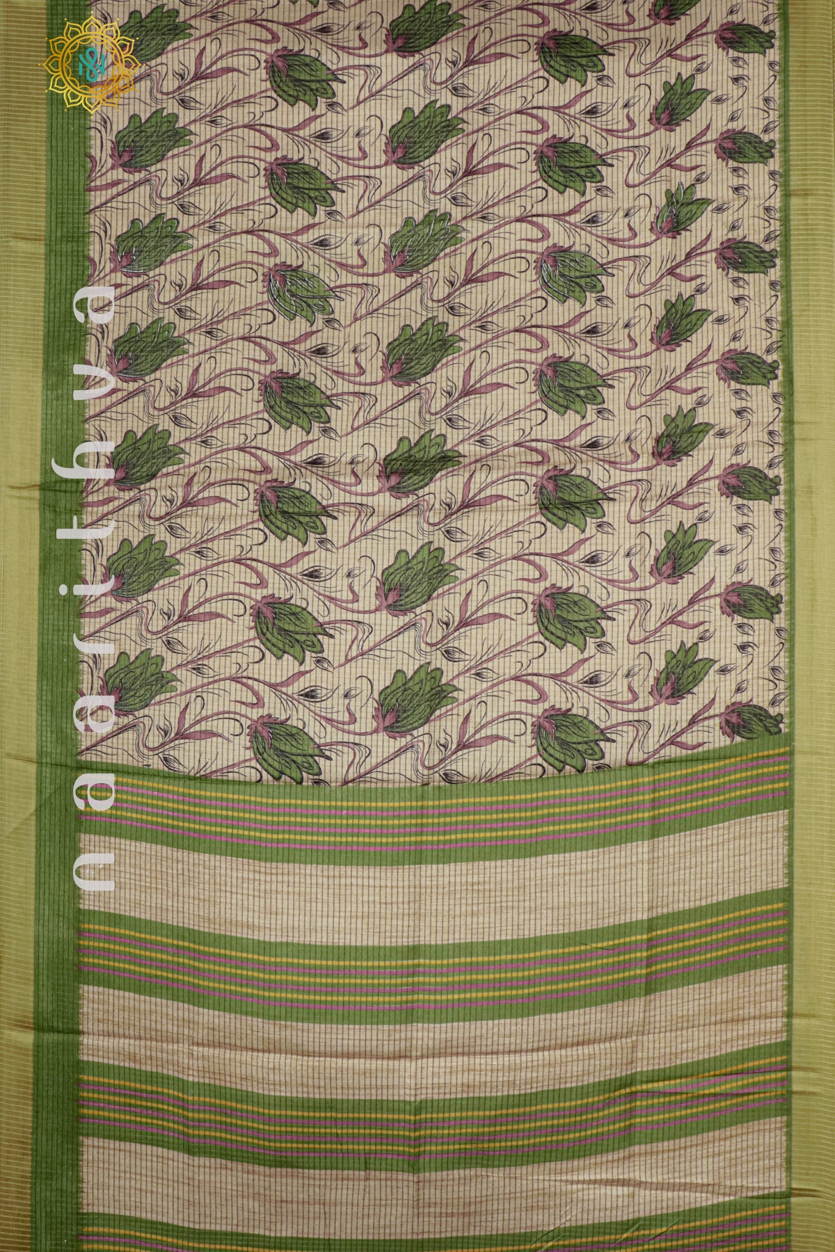 BIEGE WITH GREEN - DOLA SILK