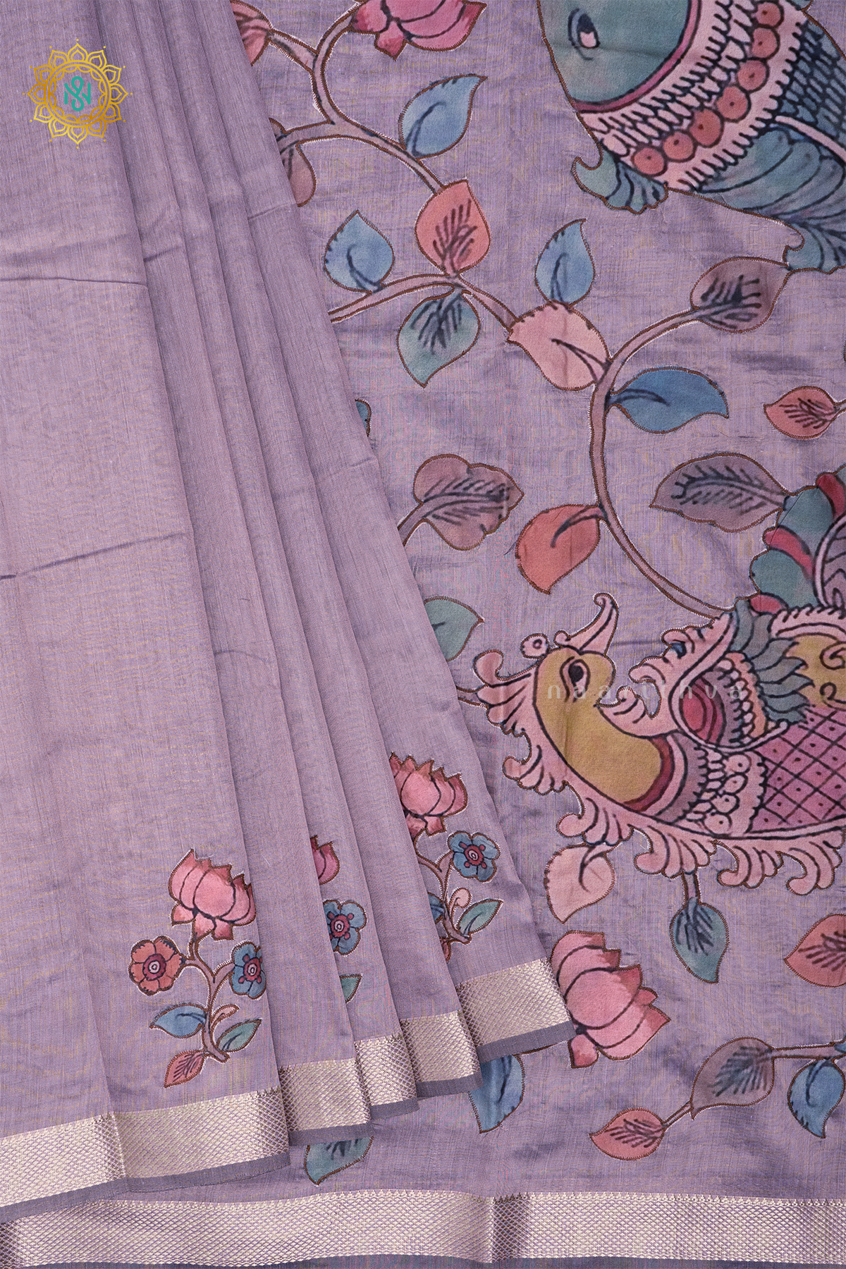 LAVENDER - SEMI TISSUE WITH APPLIQUE WORK