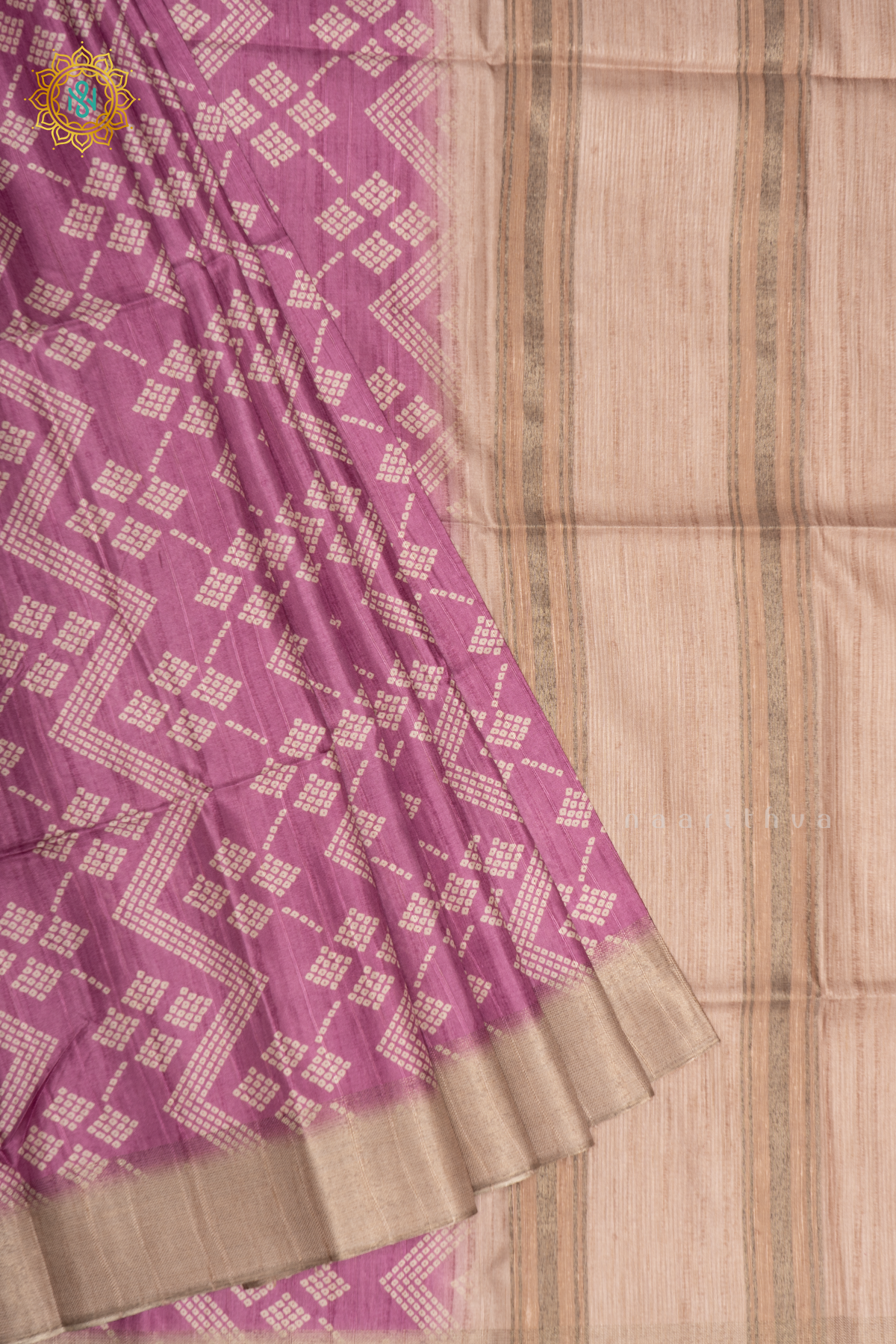 PINKISH LAVENDER WITH BEIGE - SEMI TUSSAR SILK