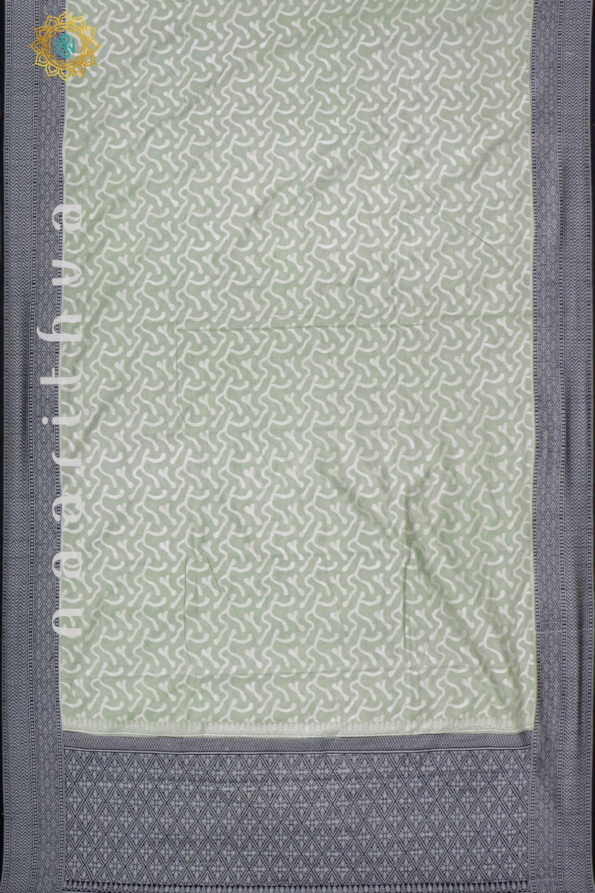 SAGE GREEN WITH BLACK -JUTE COTTON