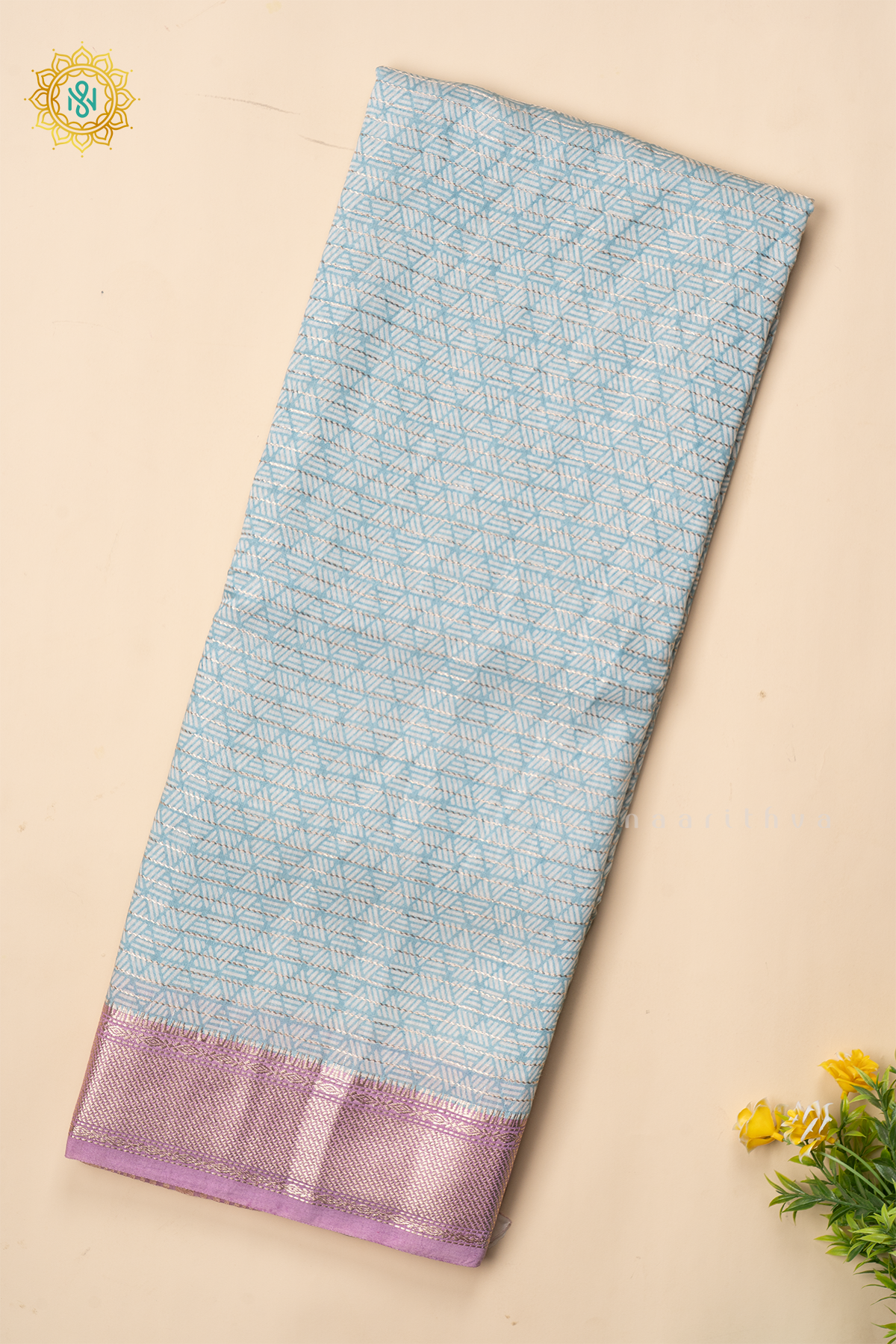 AQUA BLUE WITH LAVENDER - BUTTER CREPE