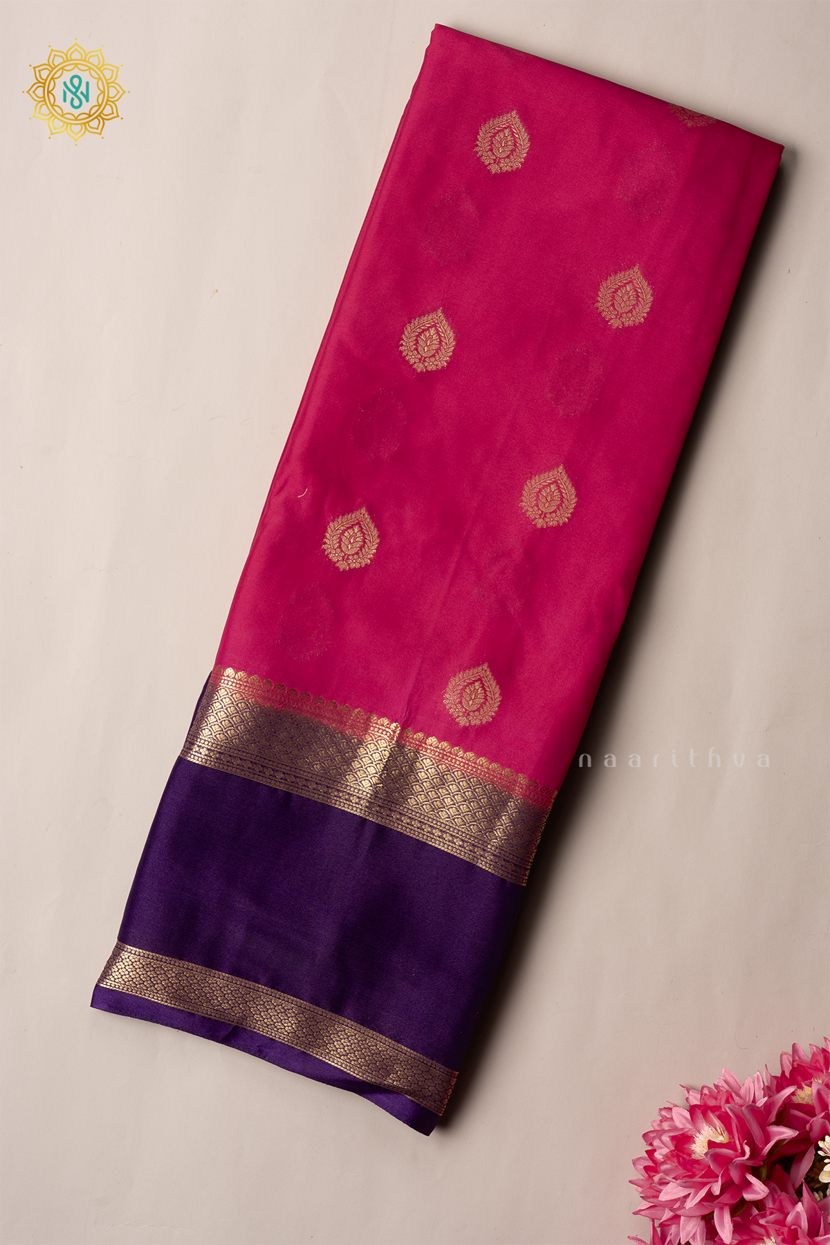 PINK WITH PURPLE - SEMI MYSORE CREPE SILK
