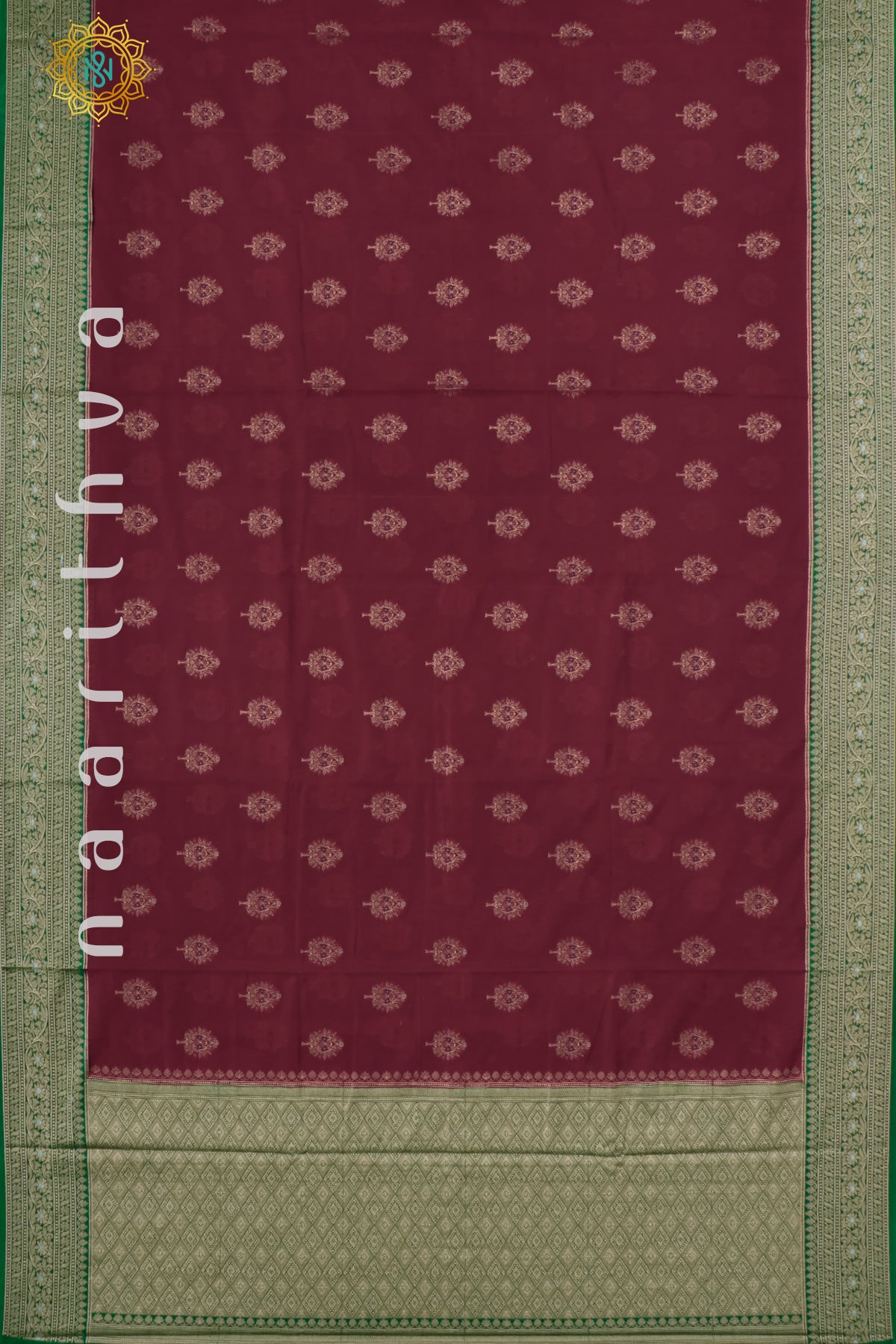 MAROON WITH GREEN - JUTE COTTON