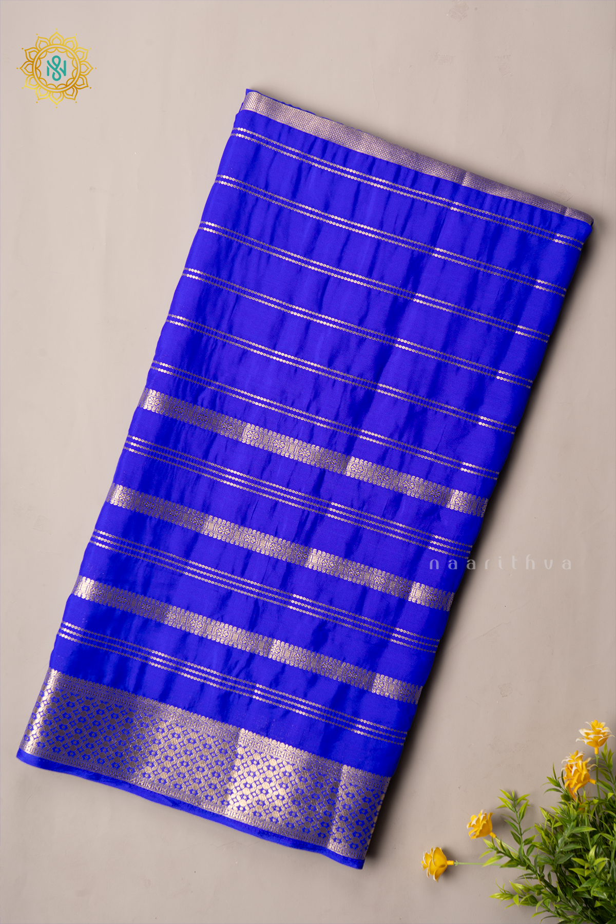 ROYAL BLUE - SEMI MYSORE CREPE SILK
