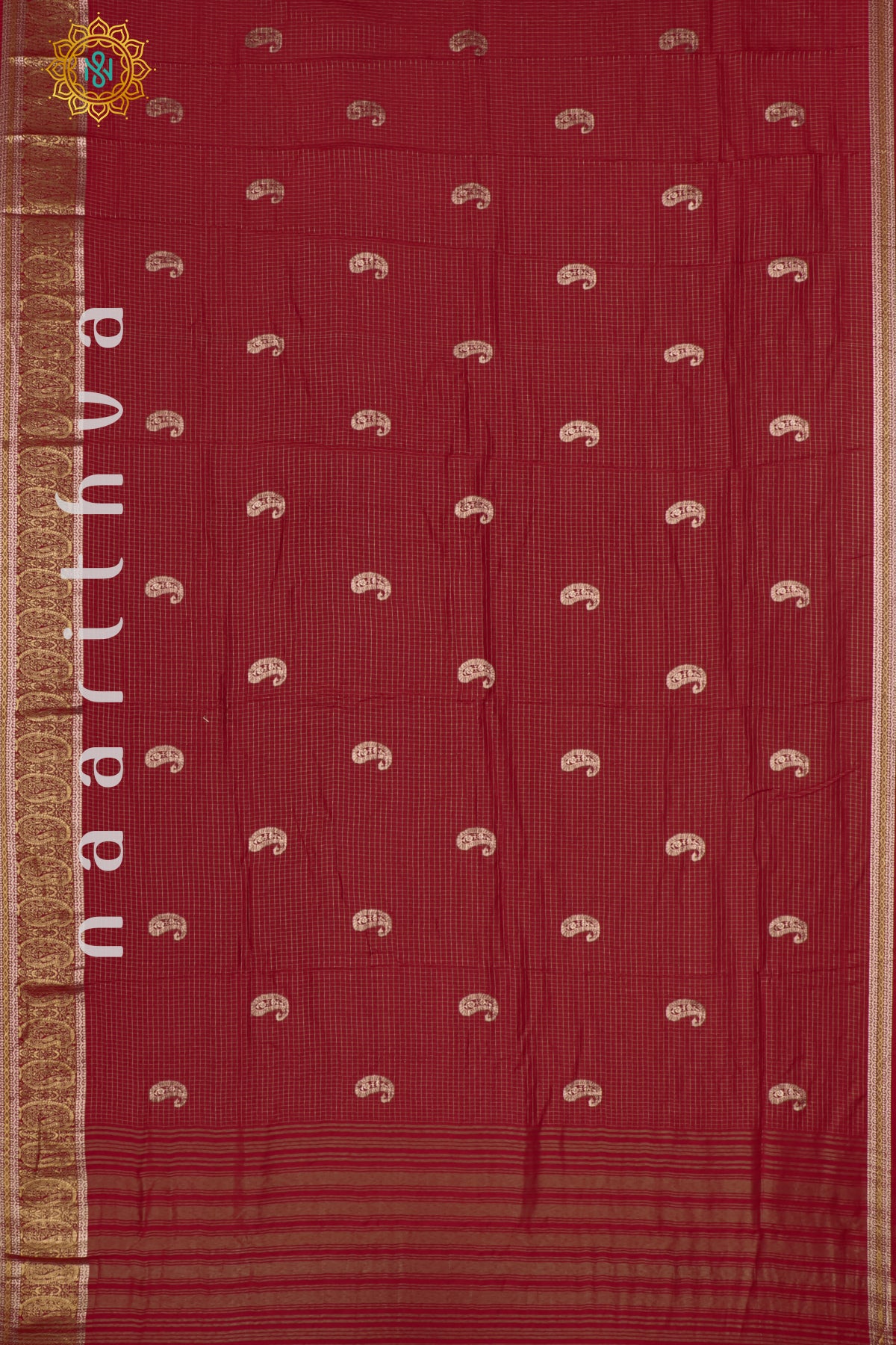 RED WITH GREEN - DOLA SILK