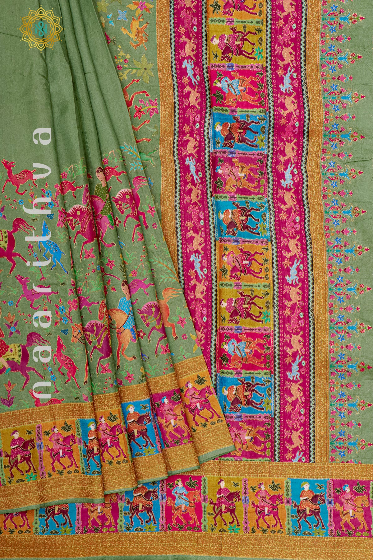 PISTA GREEN WITH PINK - DOLA SILK