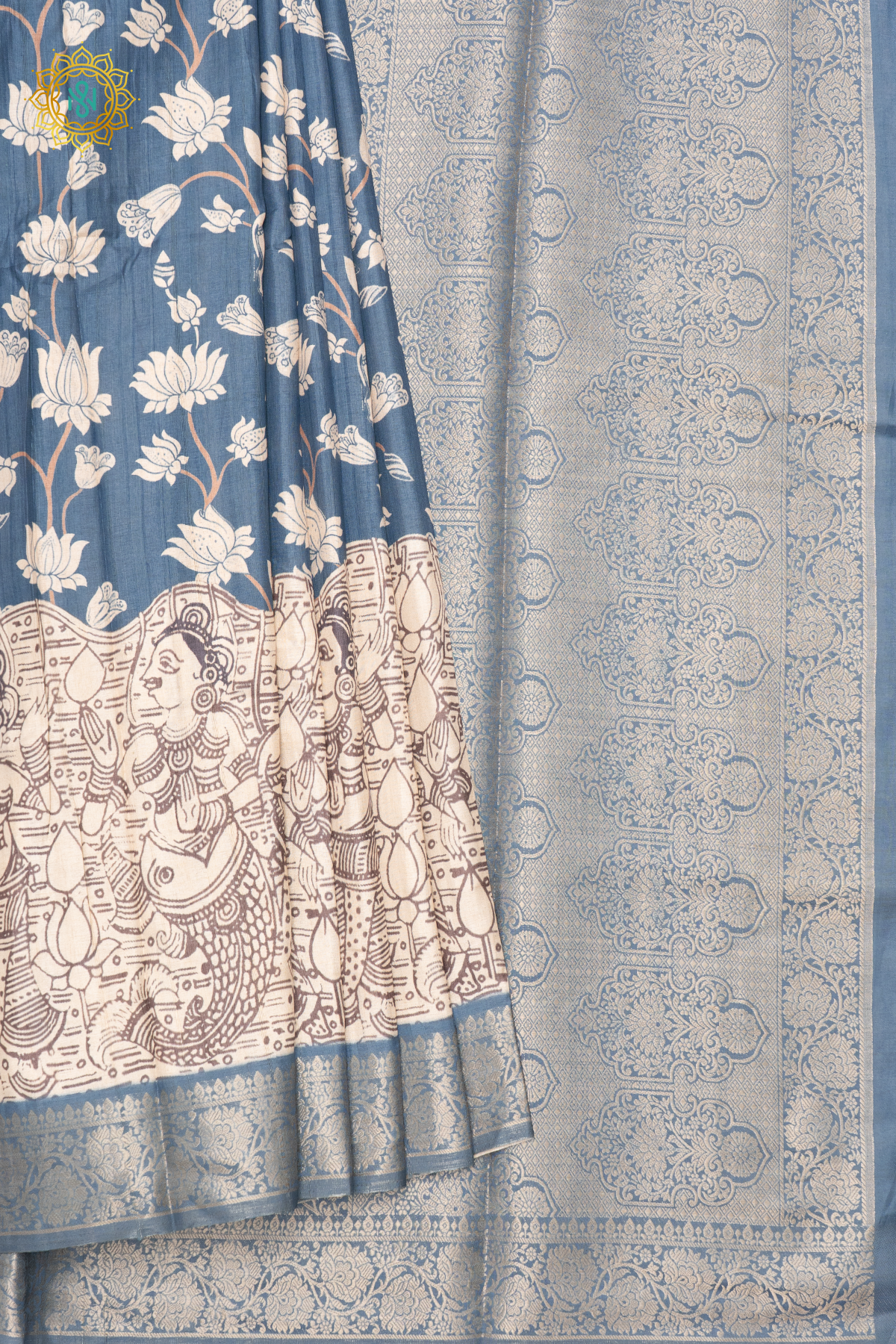 BLUE WITH OFF WHITE - KOTHA TUSSAR SILK