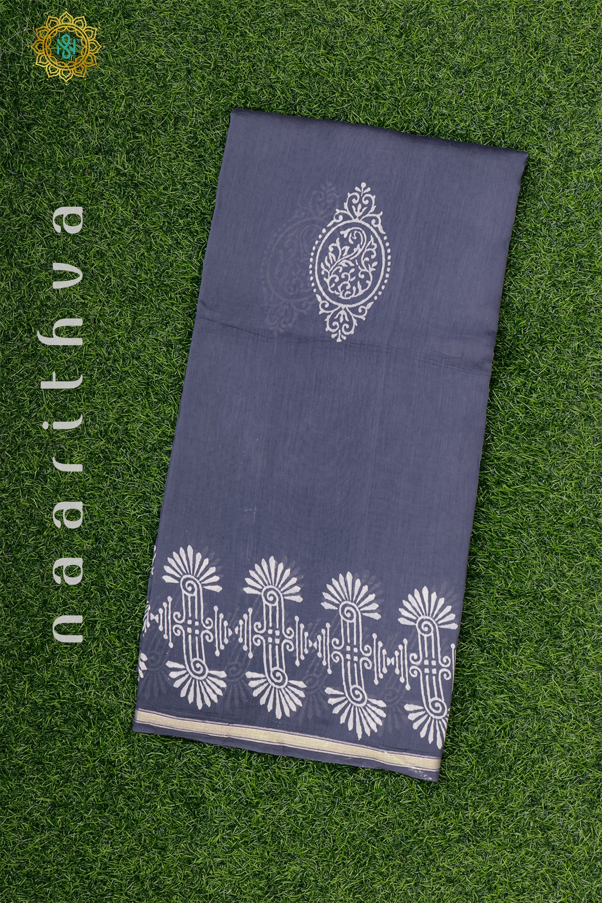 GREYISH BLUE - CHANDERI  COTTON