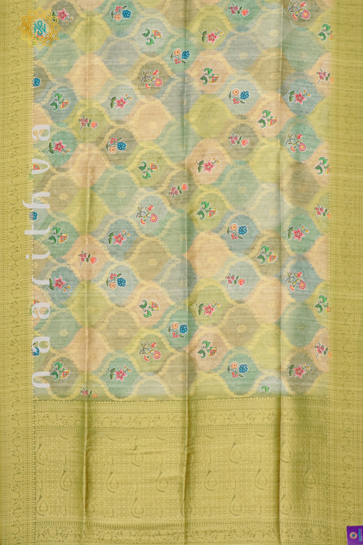 PARROT GREEN - CHANDERI SILK COTTON