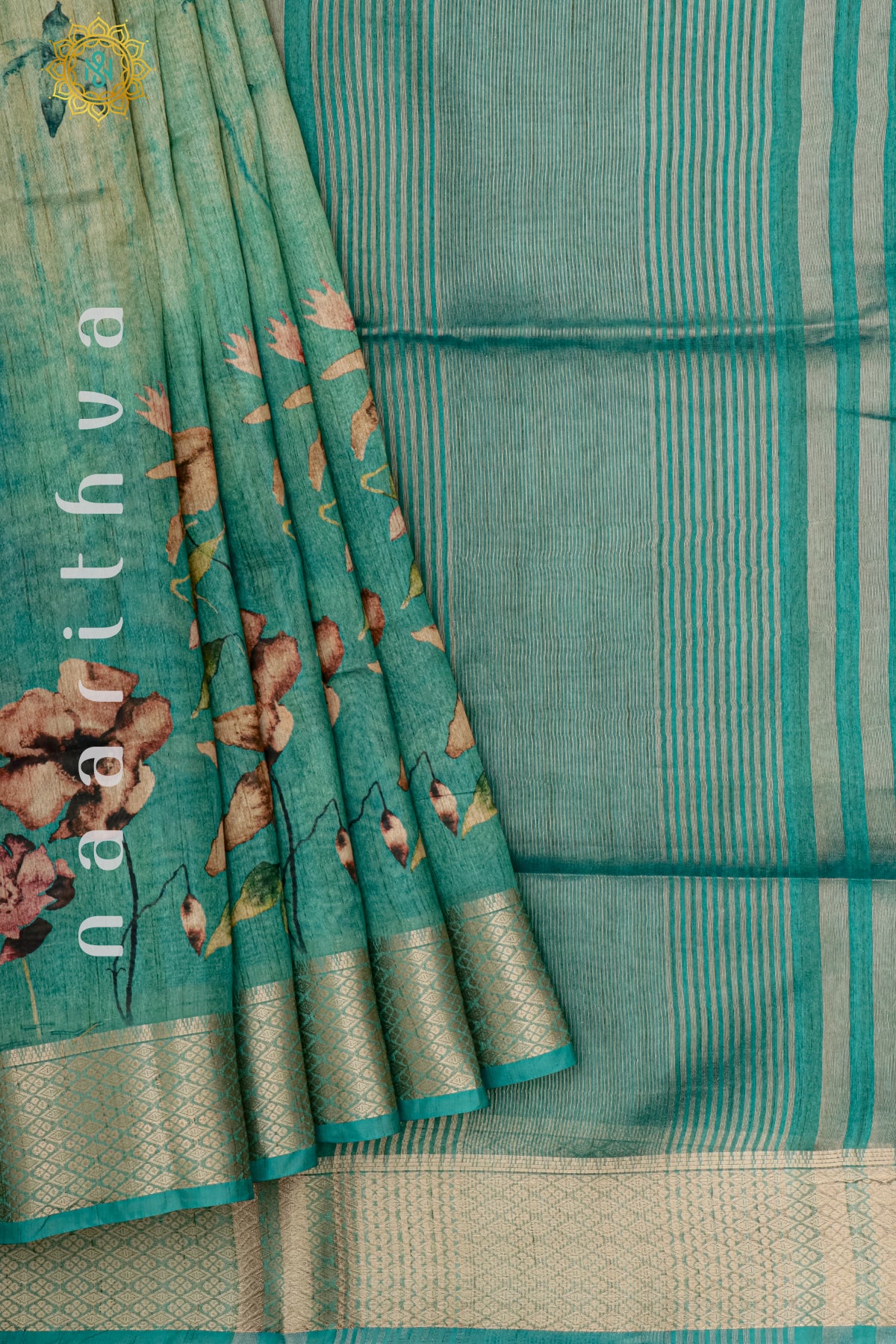 AQUA BLUE - SEMI TUSSAR SILK