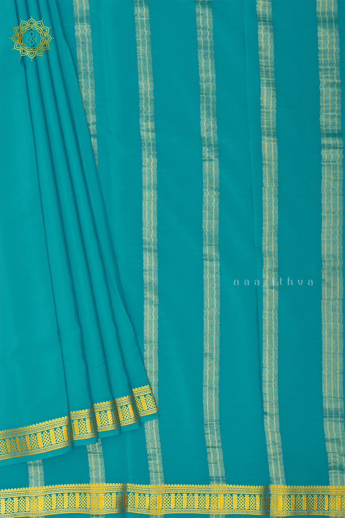 AQUA BLUE - PURE MYSORE CREPE SILK
