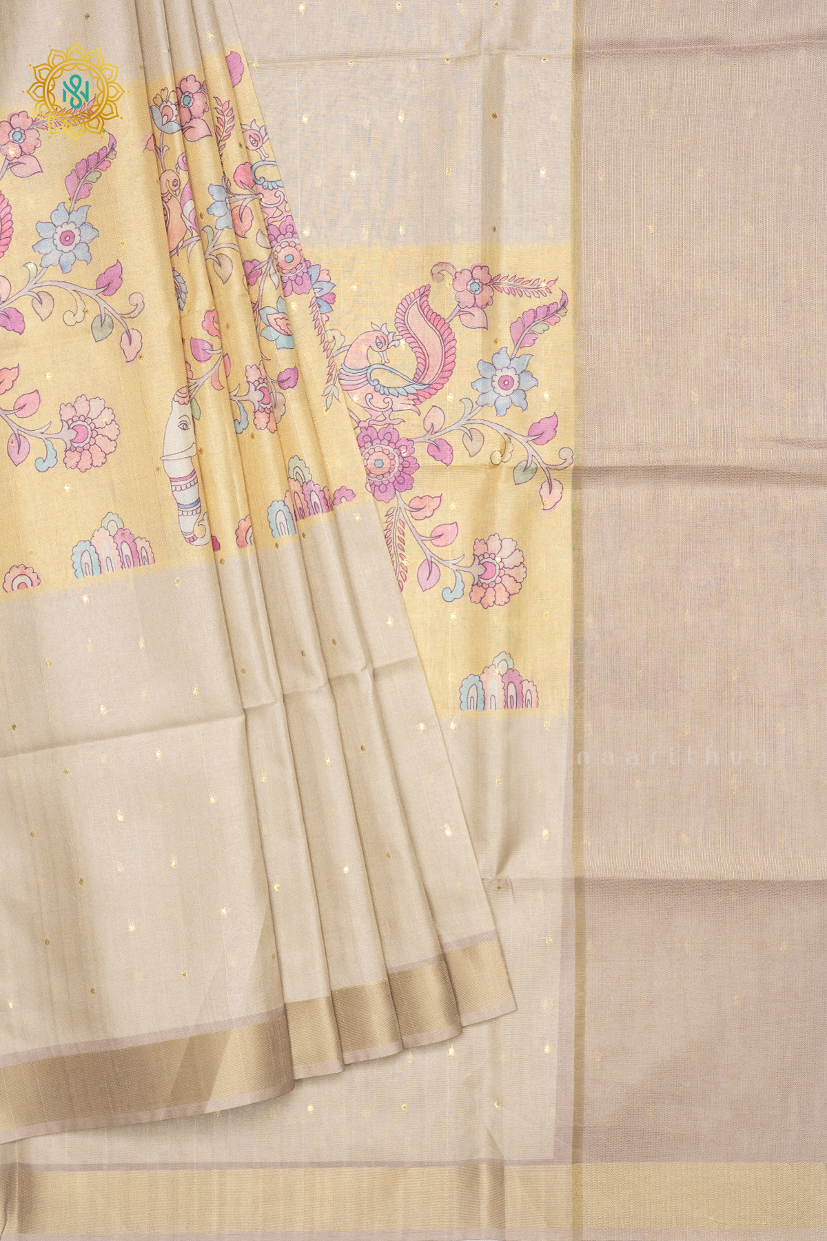 BEIGE WITH YELLOW - SEMI TUSSAR