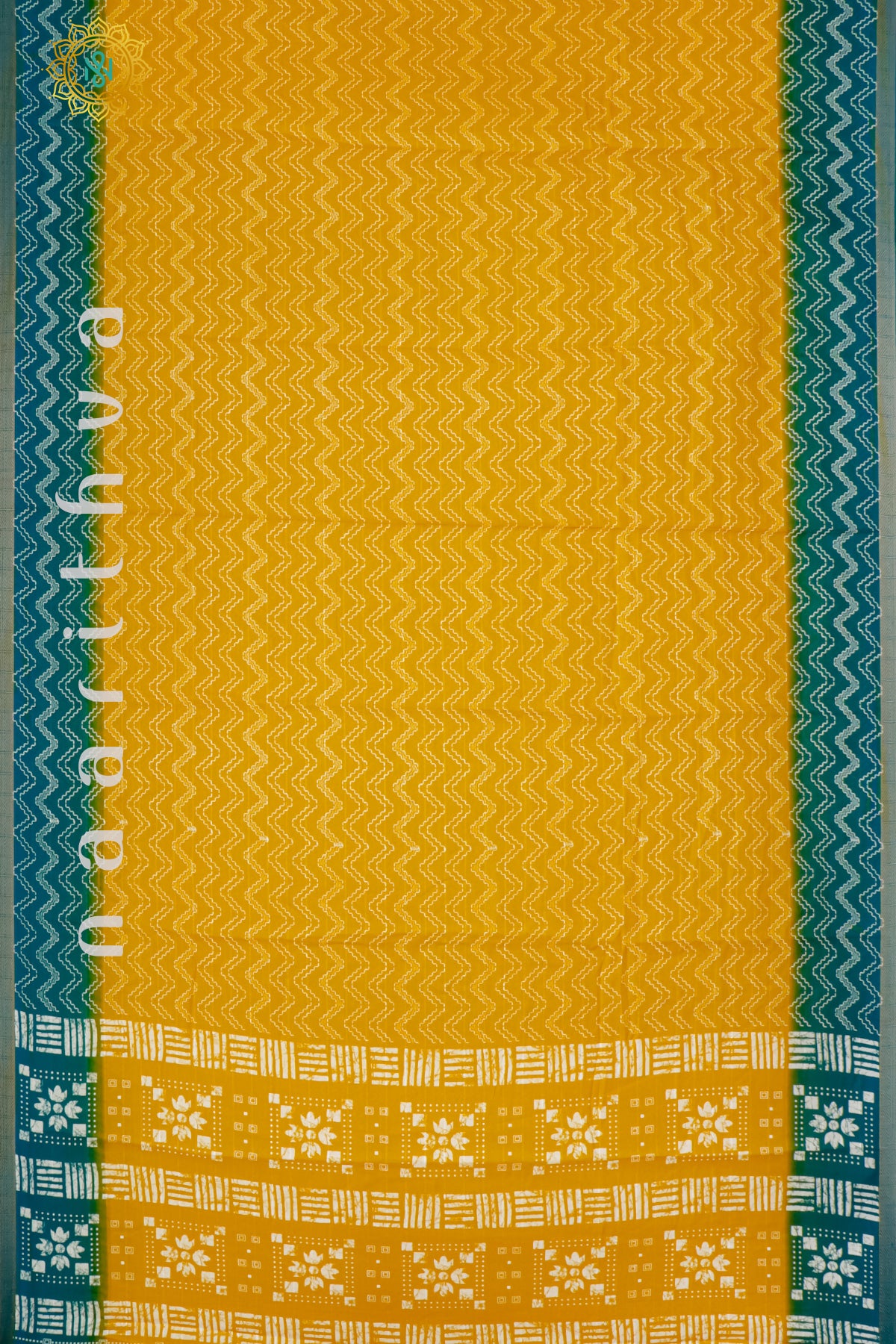 YELLOW WITH AQUA GREEN - SEMI GEORGETTE