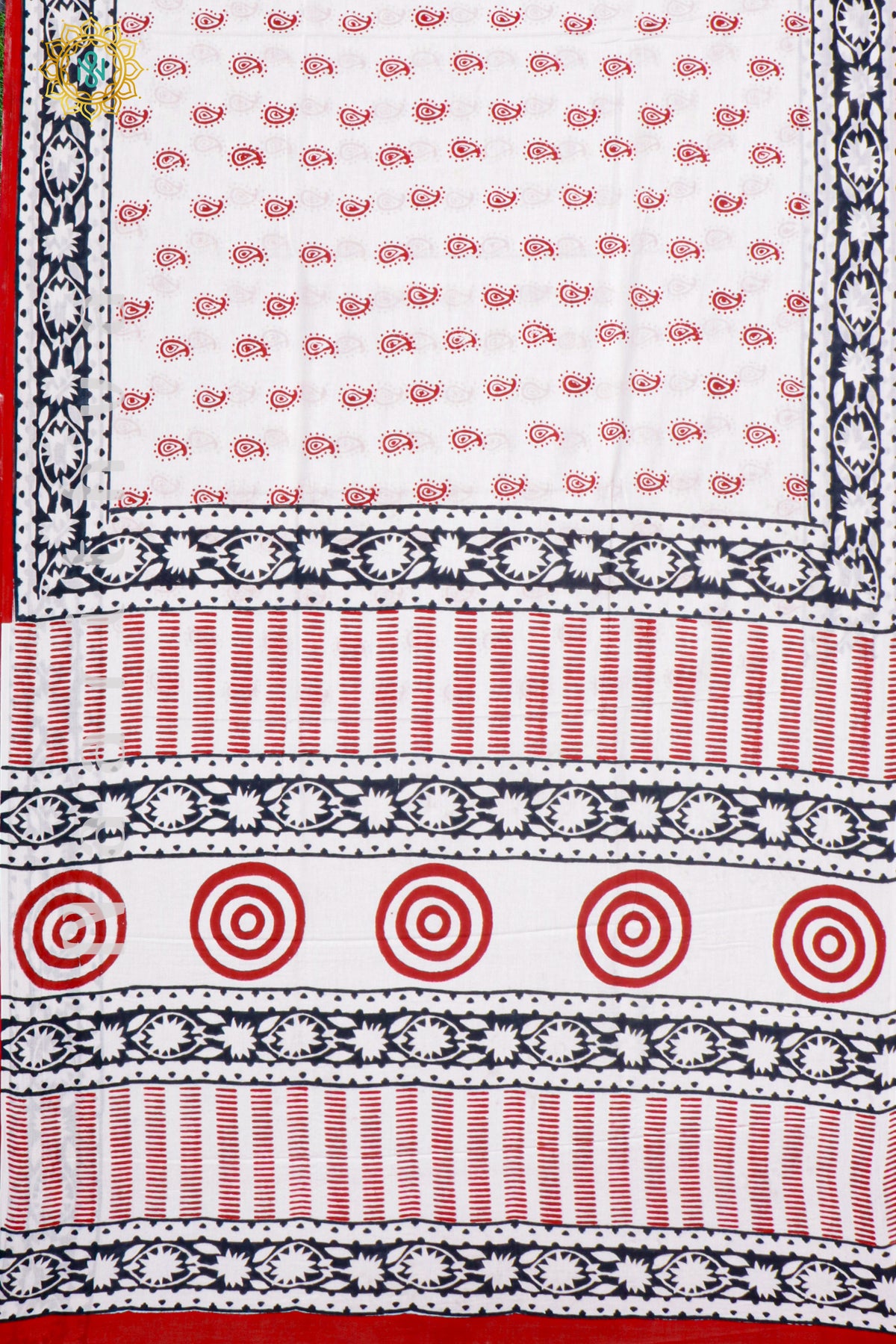 WHITE WITH RED - MUL COTTON