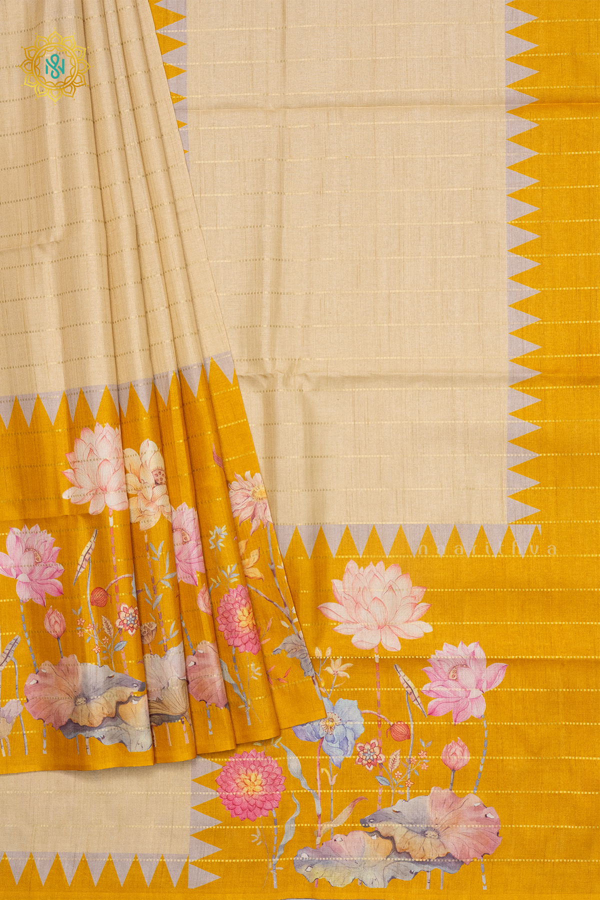 LIGHT YELLOW WITH MANGO YELLOW - SEMI TUSSAR