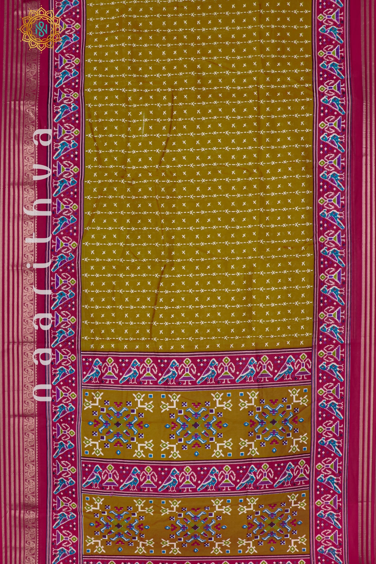 MUSTARD WITH PINK - SEMI GEORGETTE