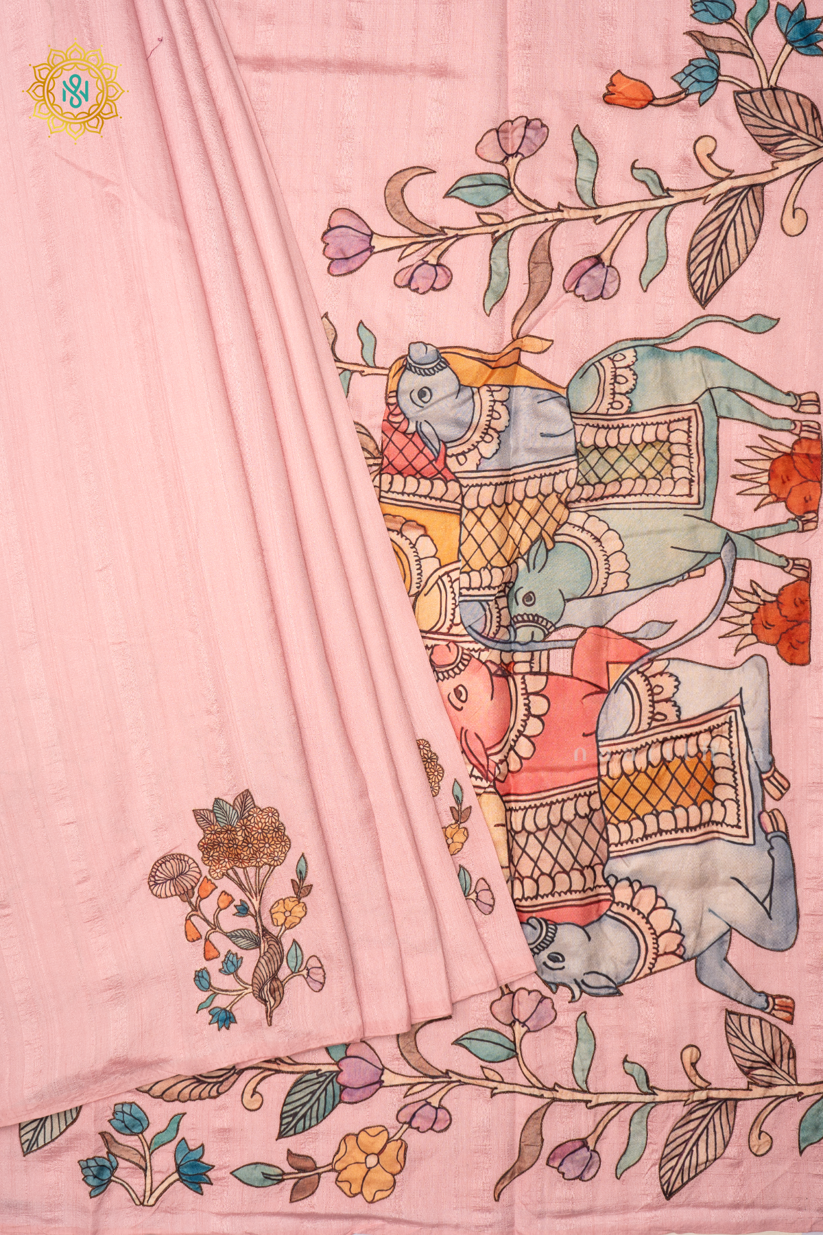 LIGHT PINK - JUTE COTTON WITH APPLIQUE WORK