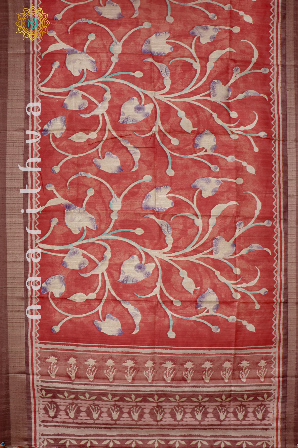 RED WITH BROWN - DOLA SILK