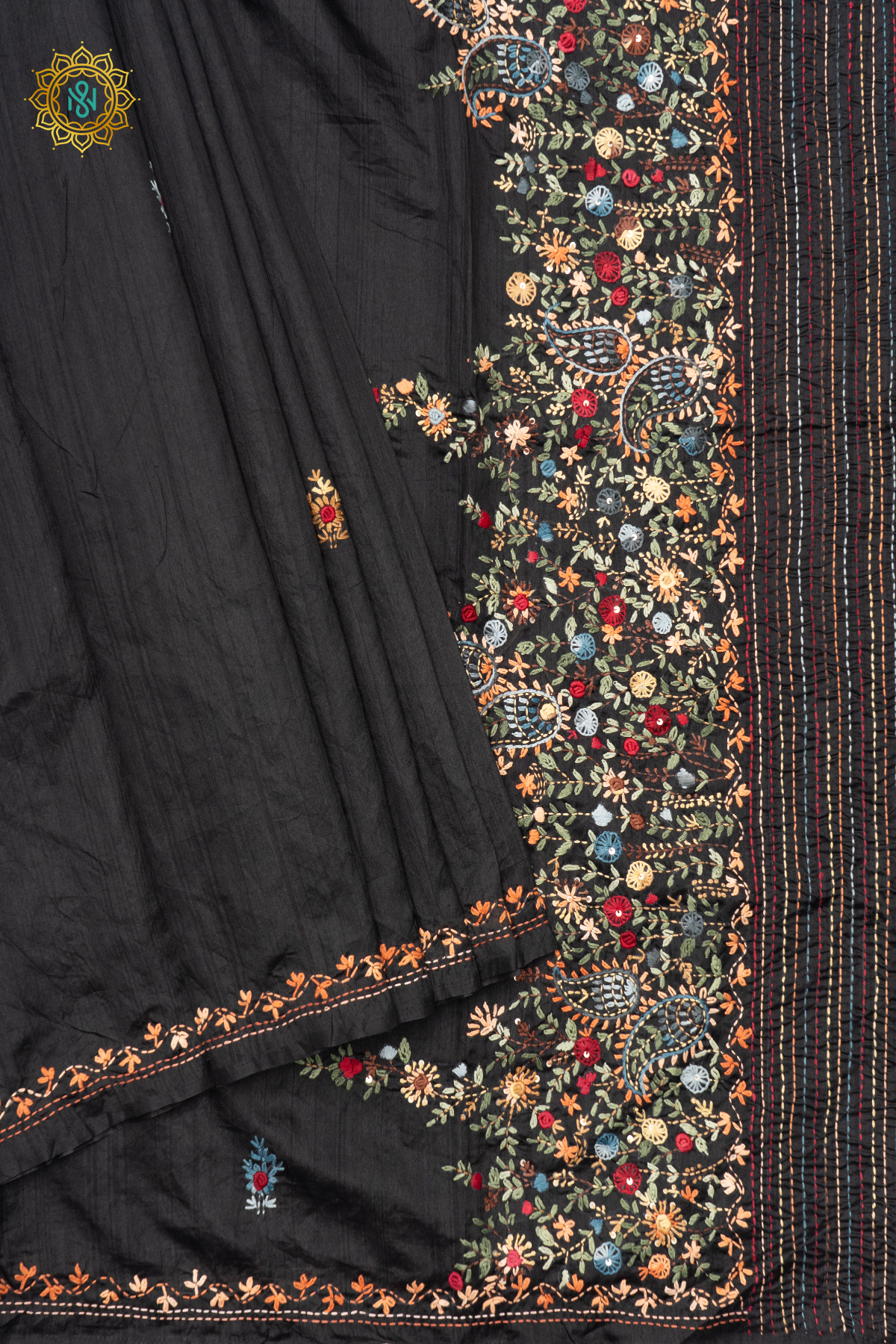 BLACK - SEMI TUSSAR SILK