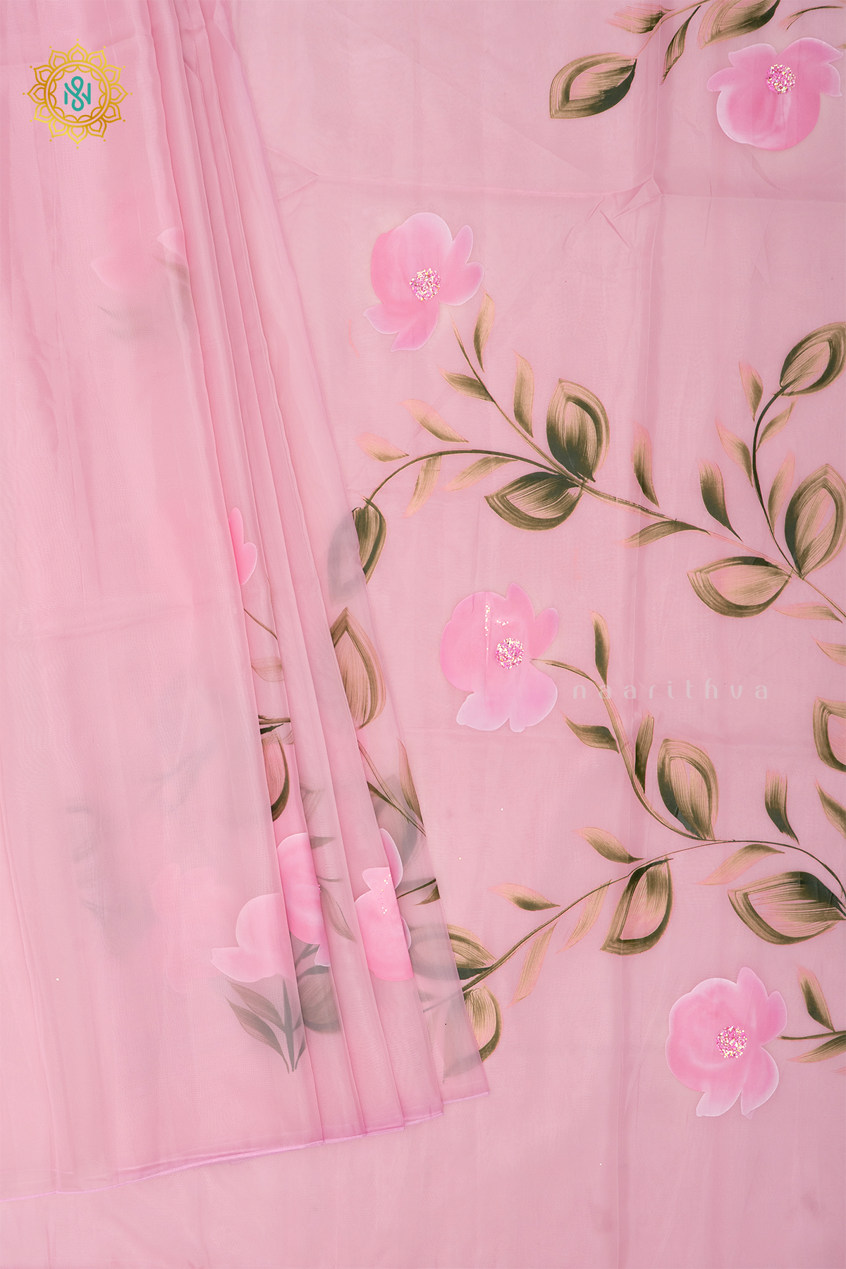 LIGHT PINK - ORGANZA HAND PAINTED