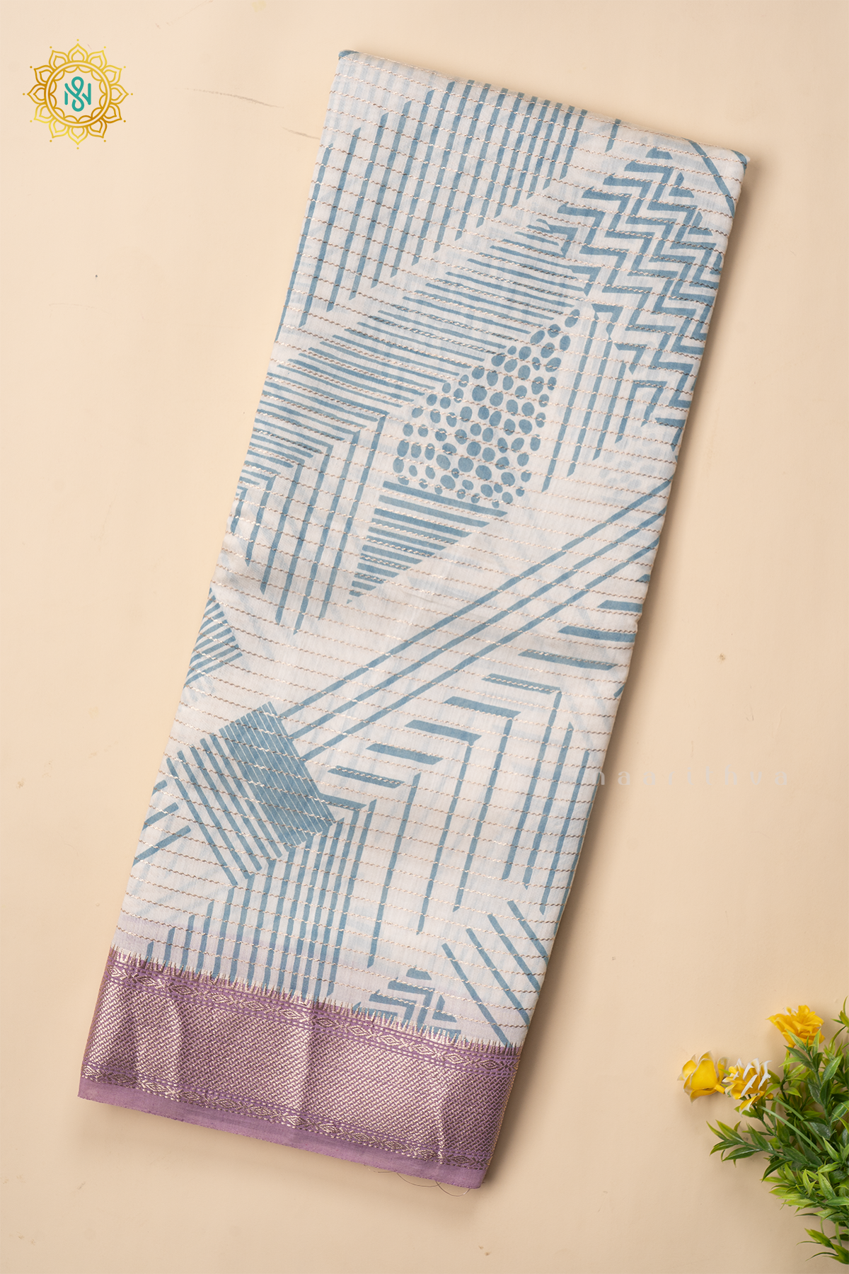 AQUA BLUE WITH LAVENDER - BUTTER CREPE